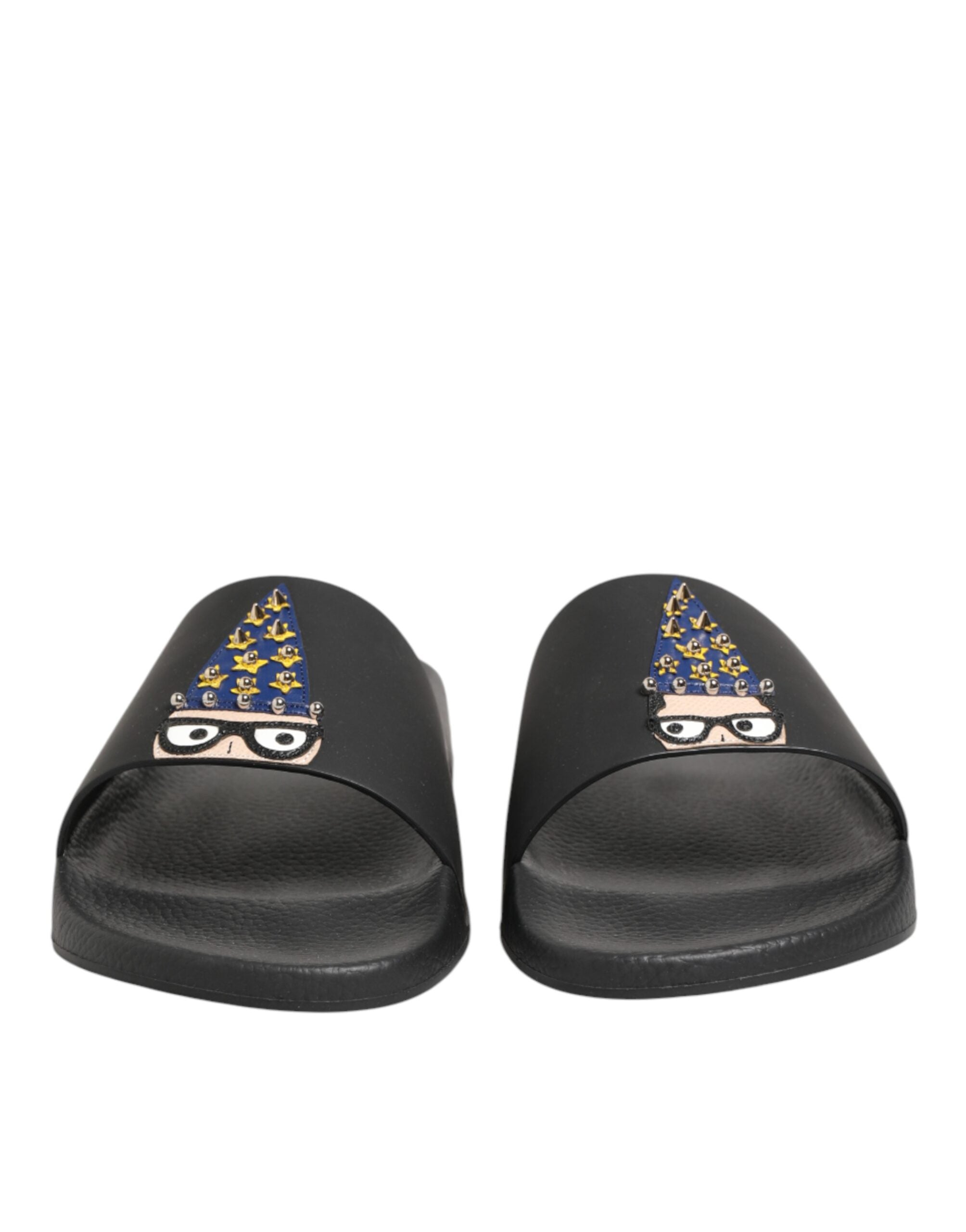 Dolce & Gabbana Black Leather Sandals with Straps for the Beach-3