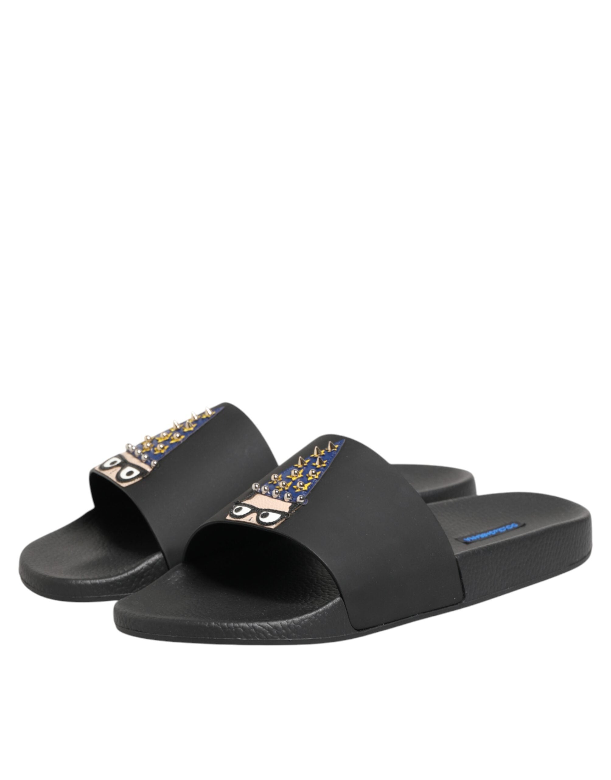 Dolce & Gabbana Black Leather Sandals with Straps for the Beach-5