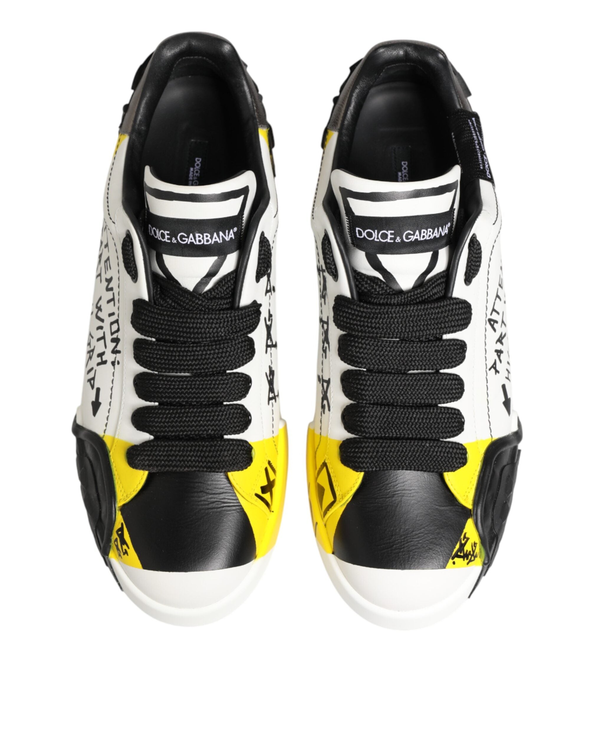 Dolce & Gabbana Multicolored Leather Graffiti Low-Top Sneakers-4