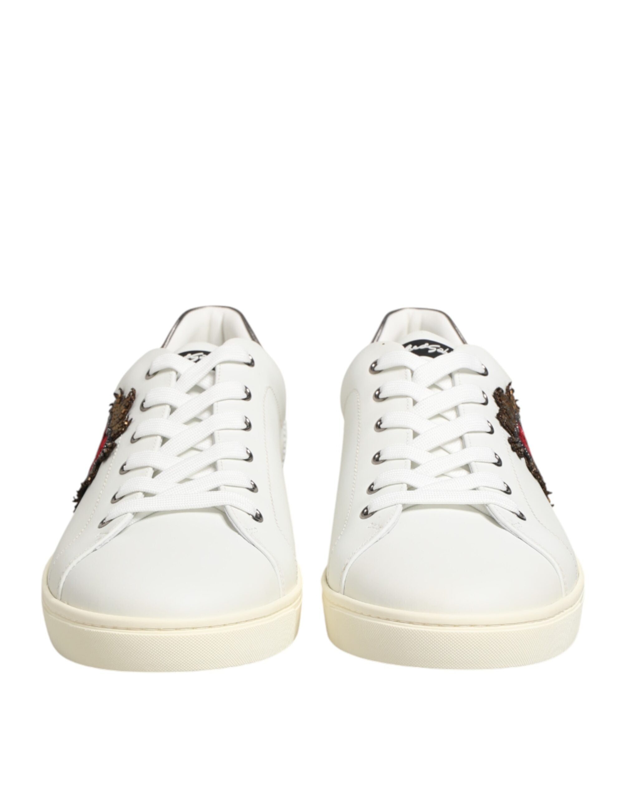 Dolce & Gabbana Weiße Sneakers aus Leder mit Herz-Applikation-3
