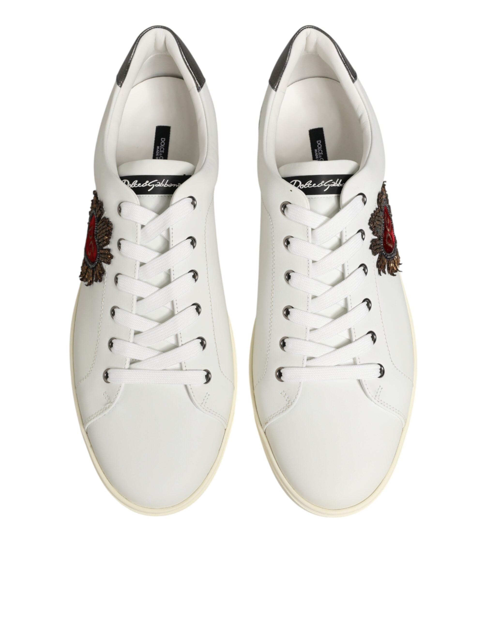 Dolce & Gabbana Weiße Sneakers aus Leder mit Herz-Applikation-4