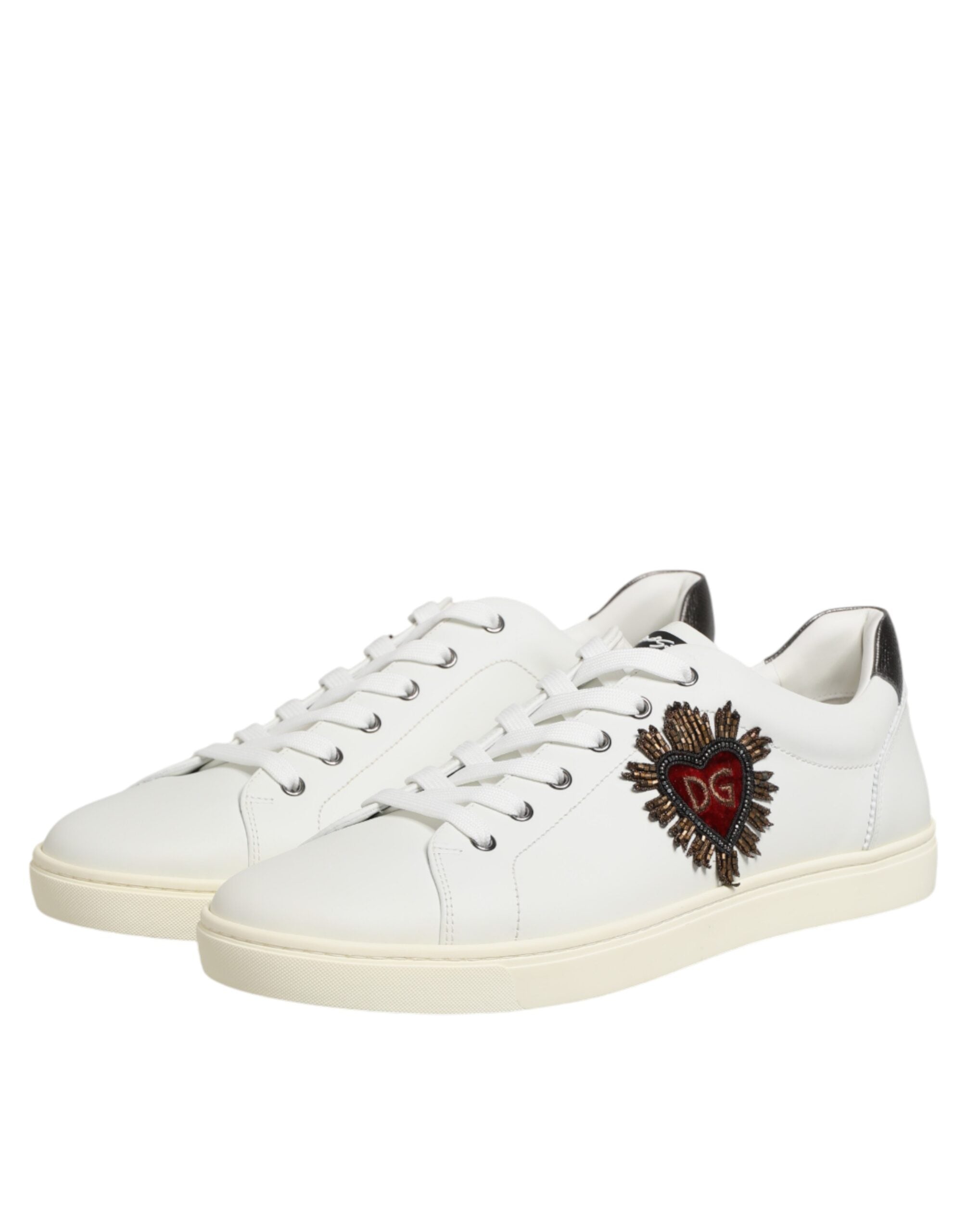 Dolce & Gabbana Weiße Sneakers aus Leder mit Herz-Applikation-5