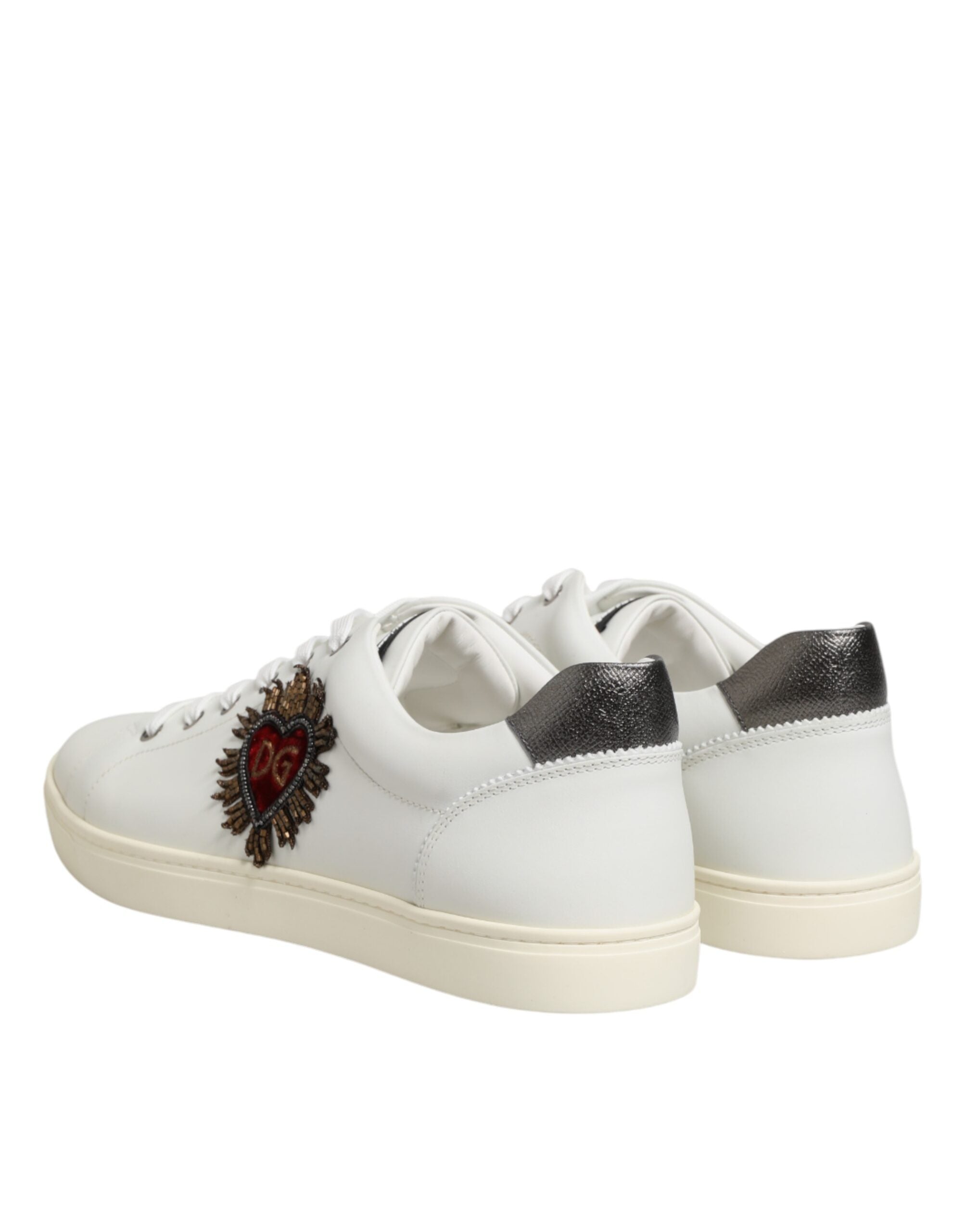 Dolce & Gabbana Weiße Sneakers aus Leder mit Herz-Applikation-6