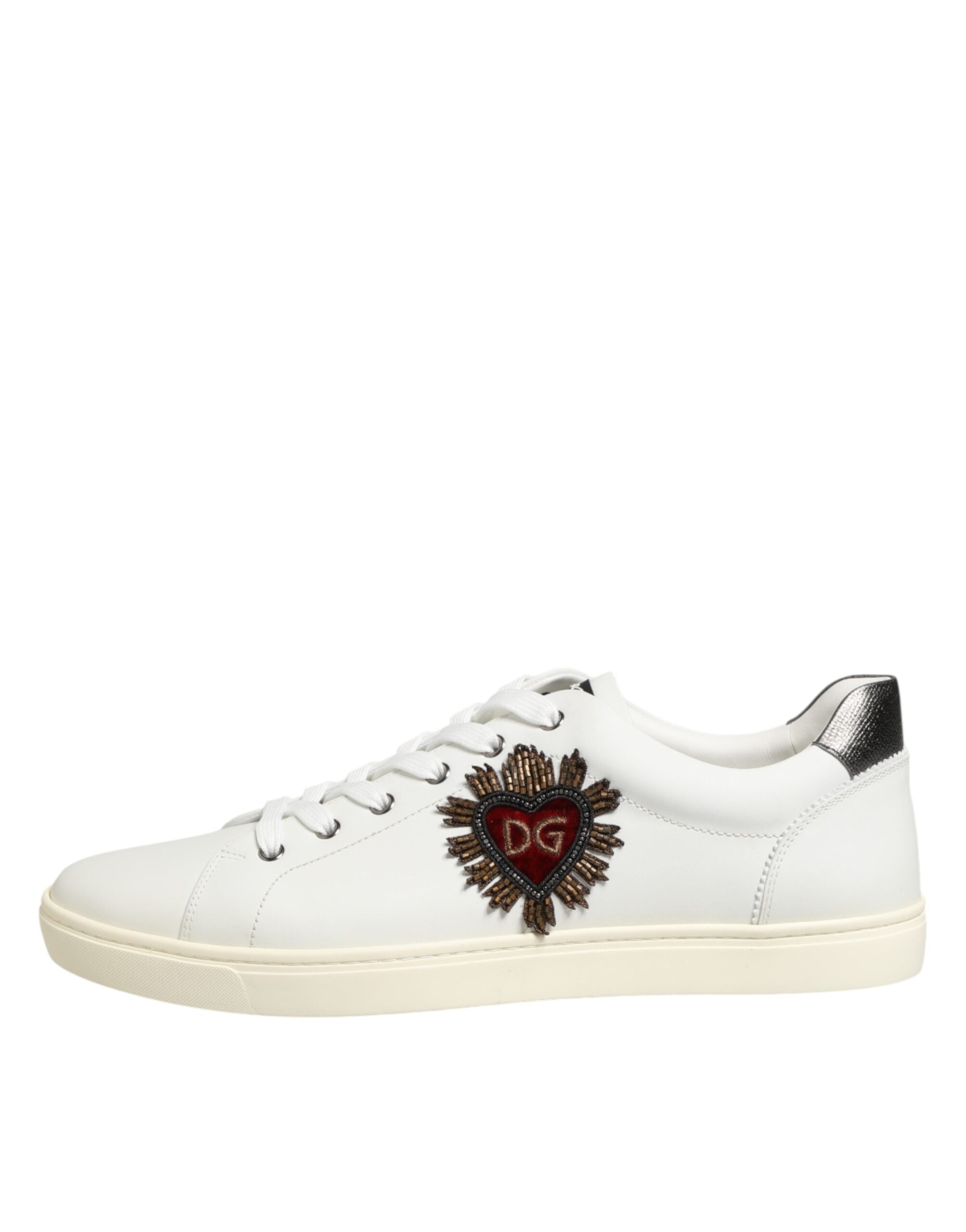 Dolce & Gabbana Weiße Sneakers aus Leder mit Herz-Applikation-2