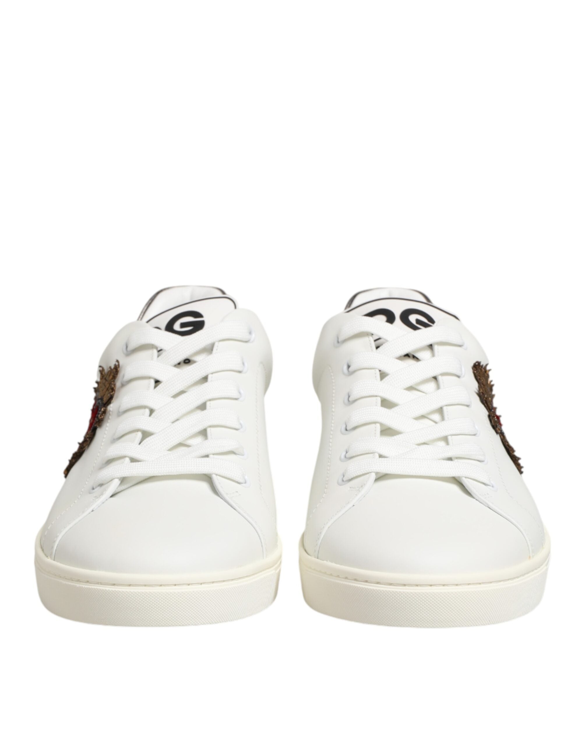 Zapatillas Dolce & Gabbana de piel blanca con aplique de corazón-3