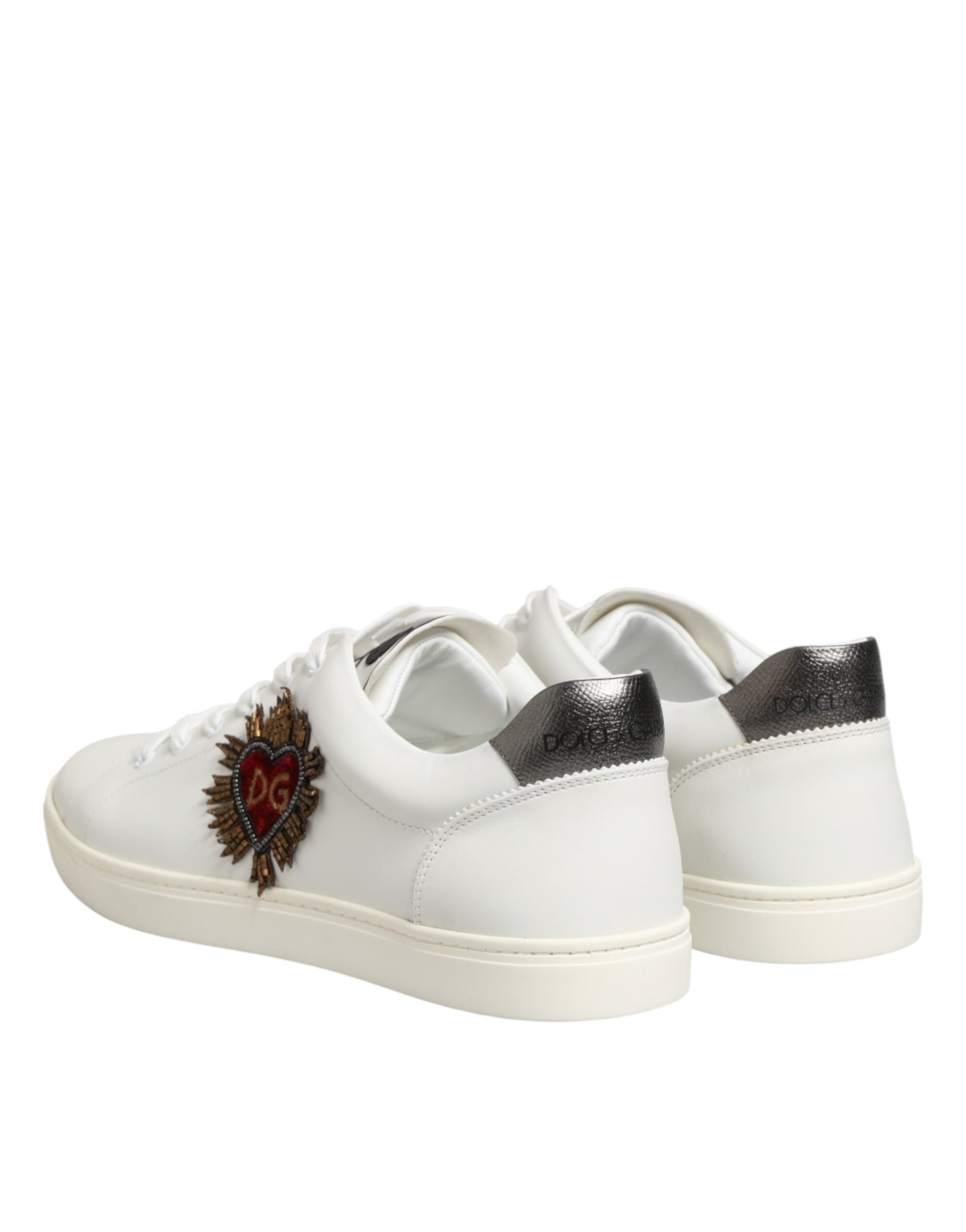 Zapatillas Dolce & Gabbana de piel blanca con aplique de corazón-6