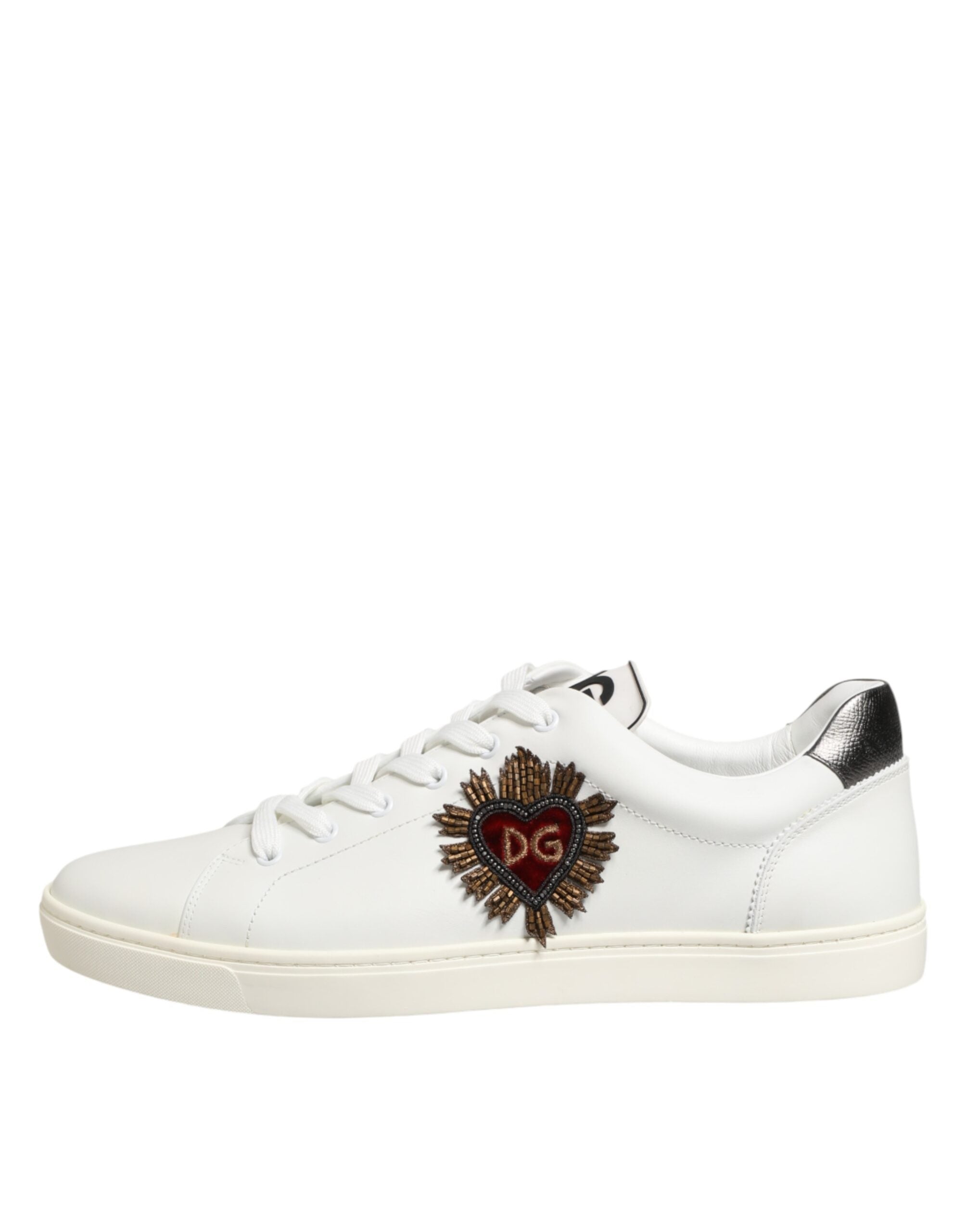 Dolce & Gabbana Weiße Sneakers aus Leder mit Herz-Applikation-1
