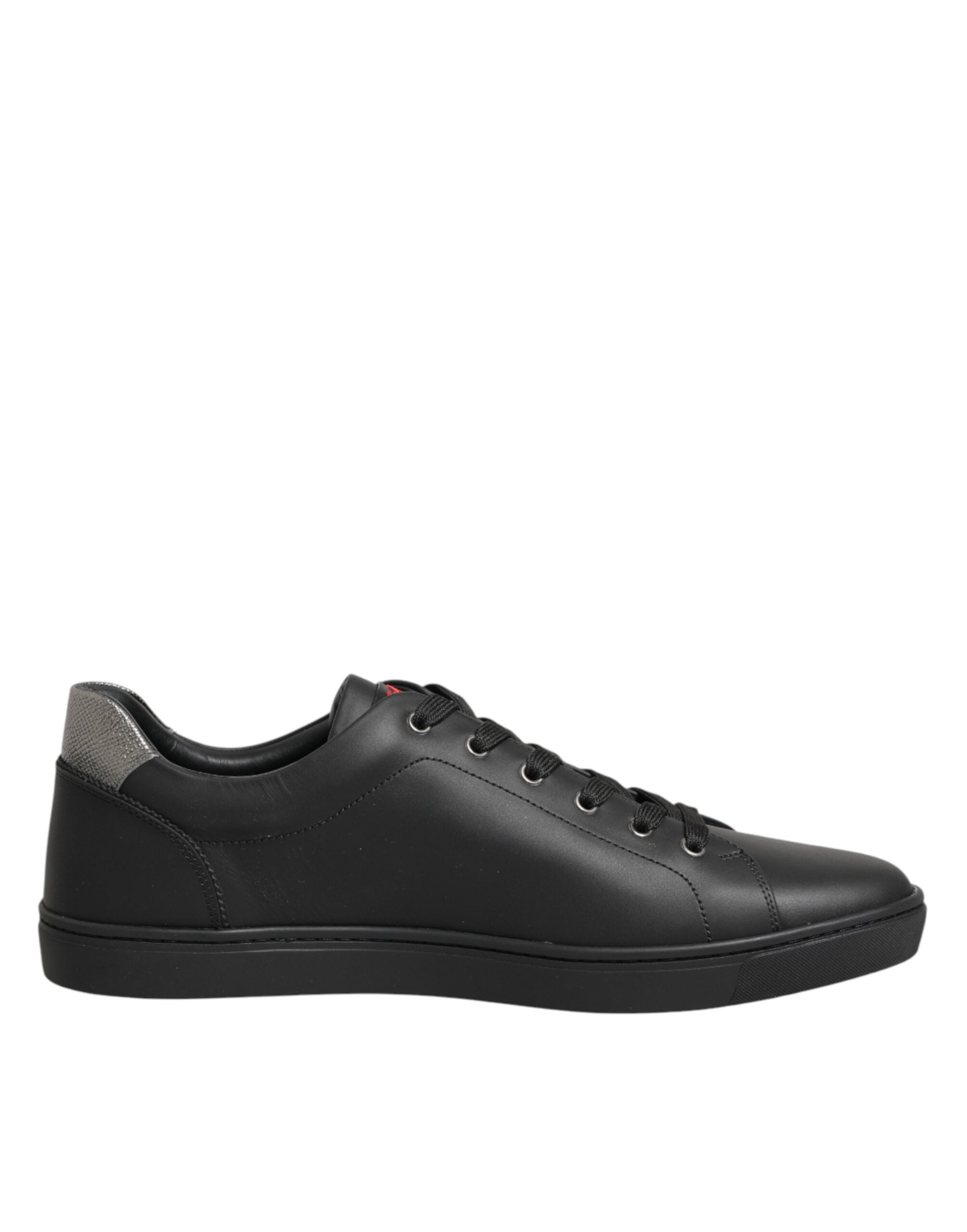 Dolce & Gabbana Schwarze Leder-Sneaker mit Herz-Verzierung-7