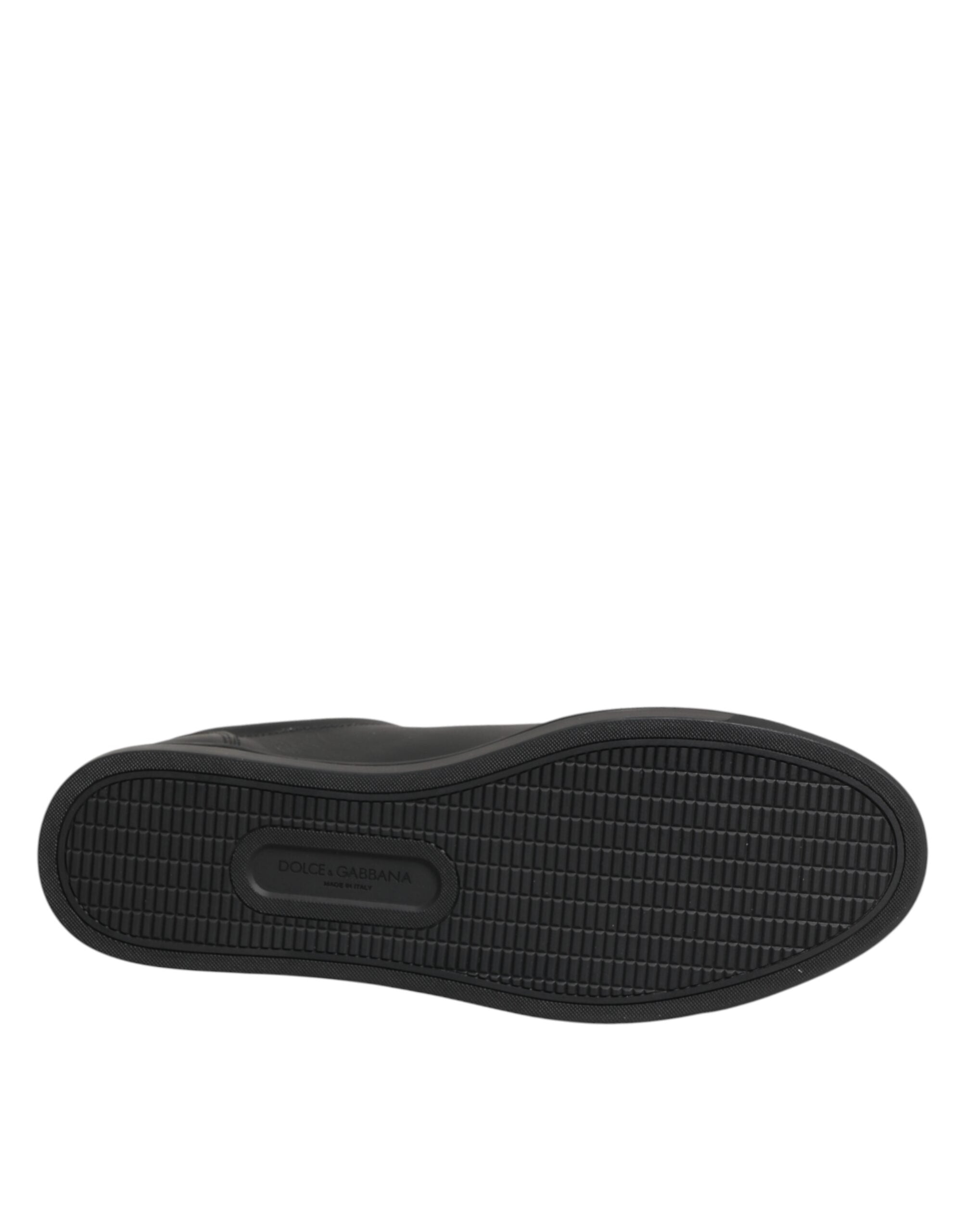Dolce & Gabbana Schwarze Leder-Sneaker mit Herz-Verzierung-8