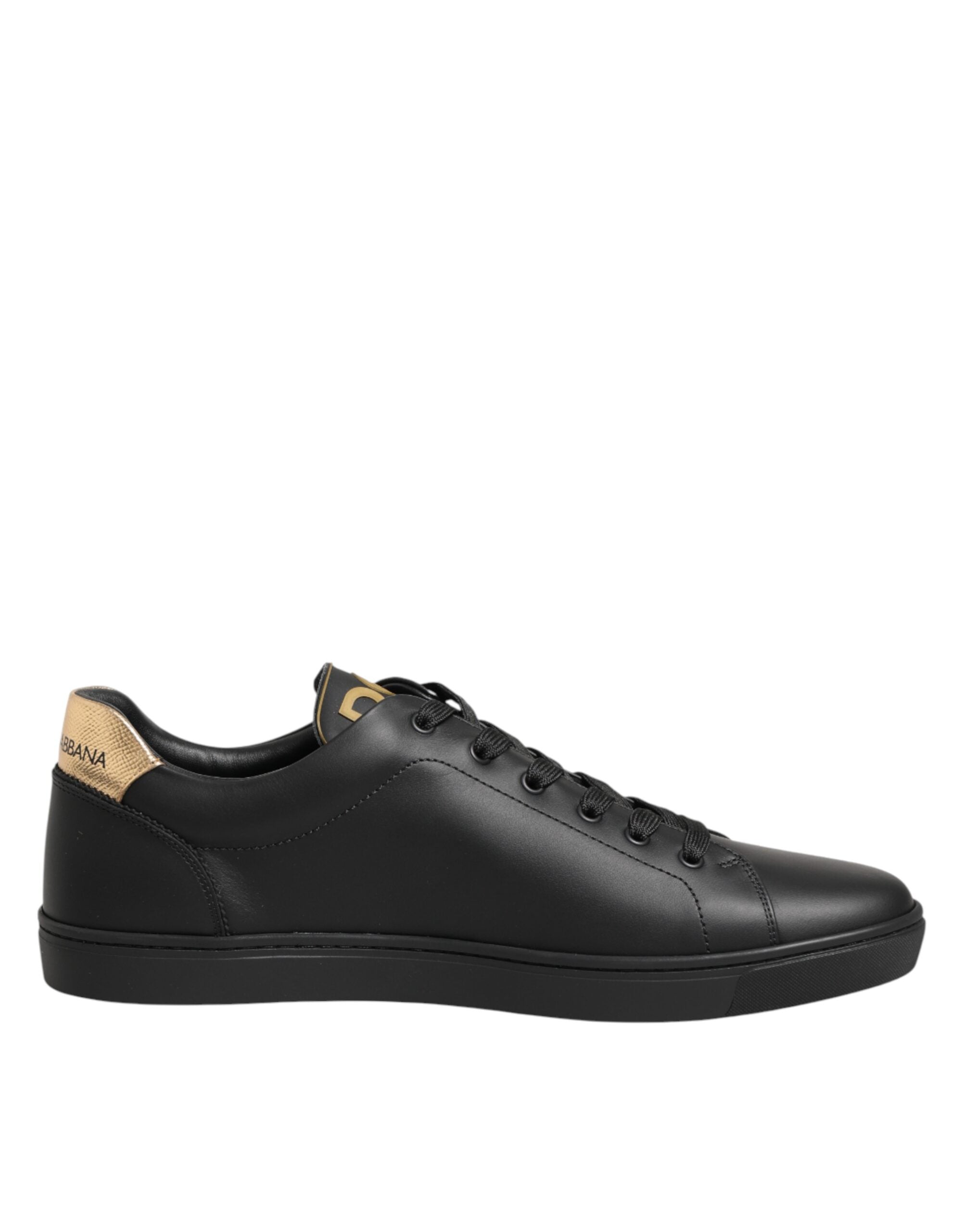 Dolce & Gabbana black leather sneakers with heart embellishment-6