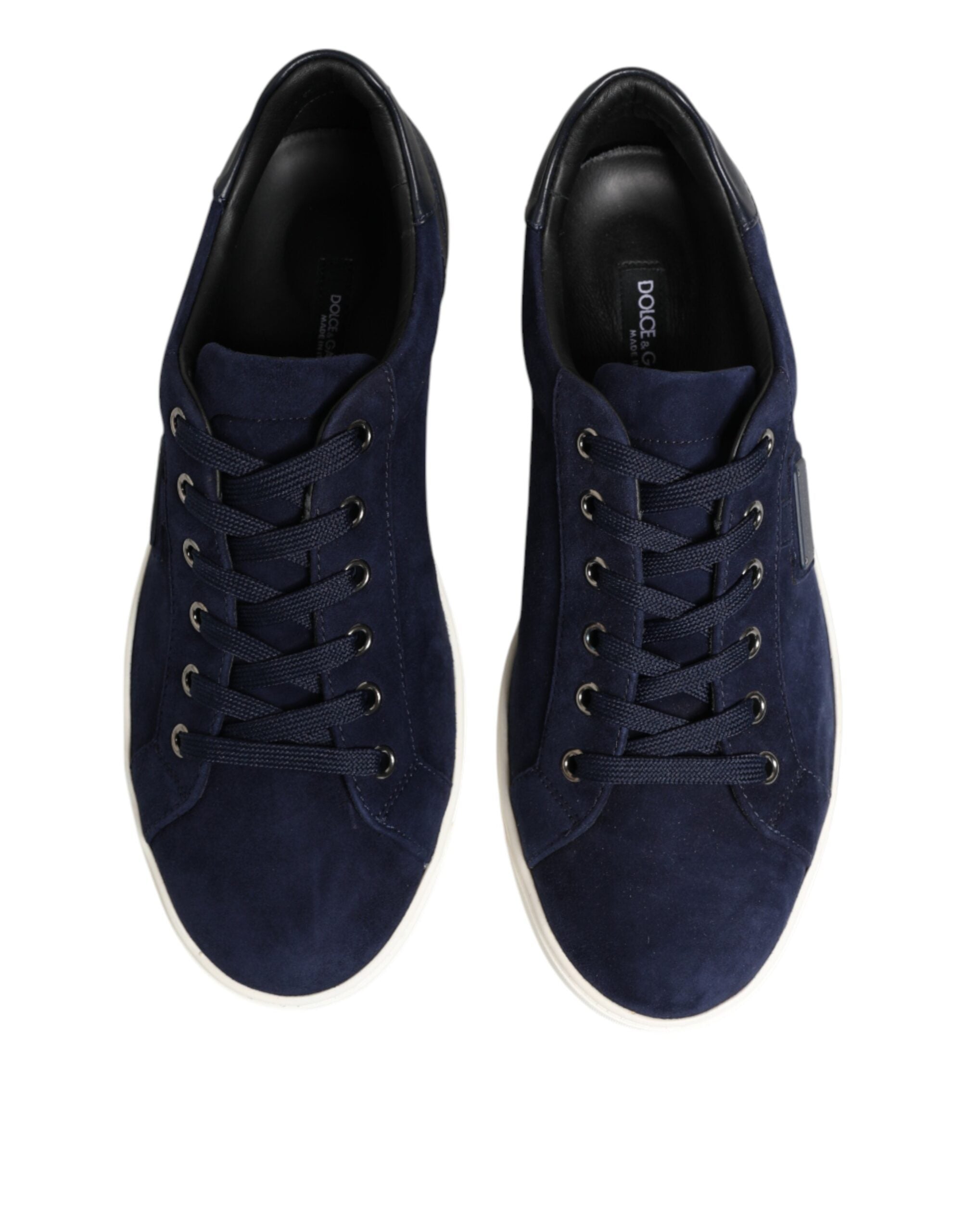 Dolce & Gabbana Blaue Wildleder-Sneaker aus Leder-4