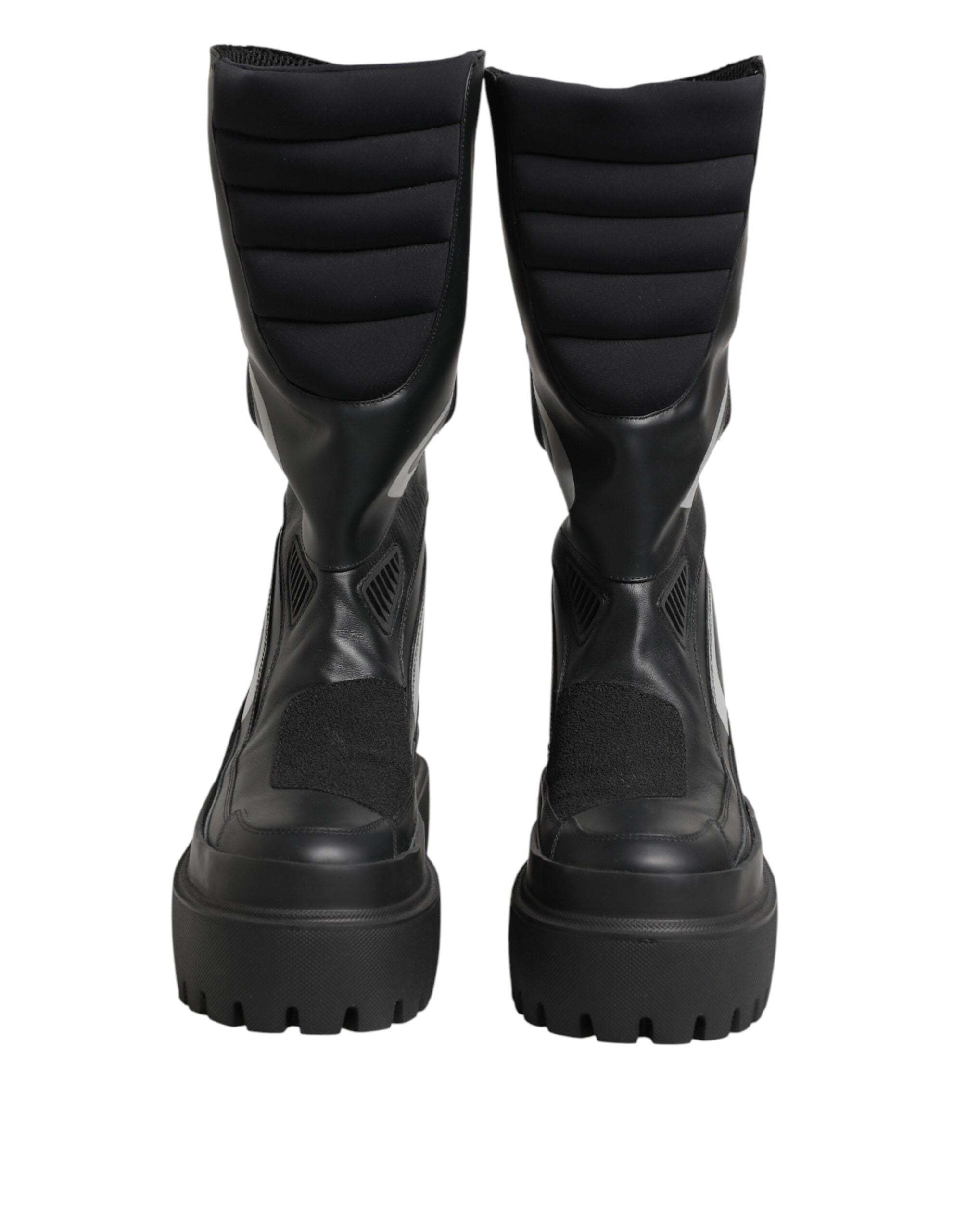 Dolce & Gabbana black leather biker boots, mid-calf length-3
