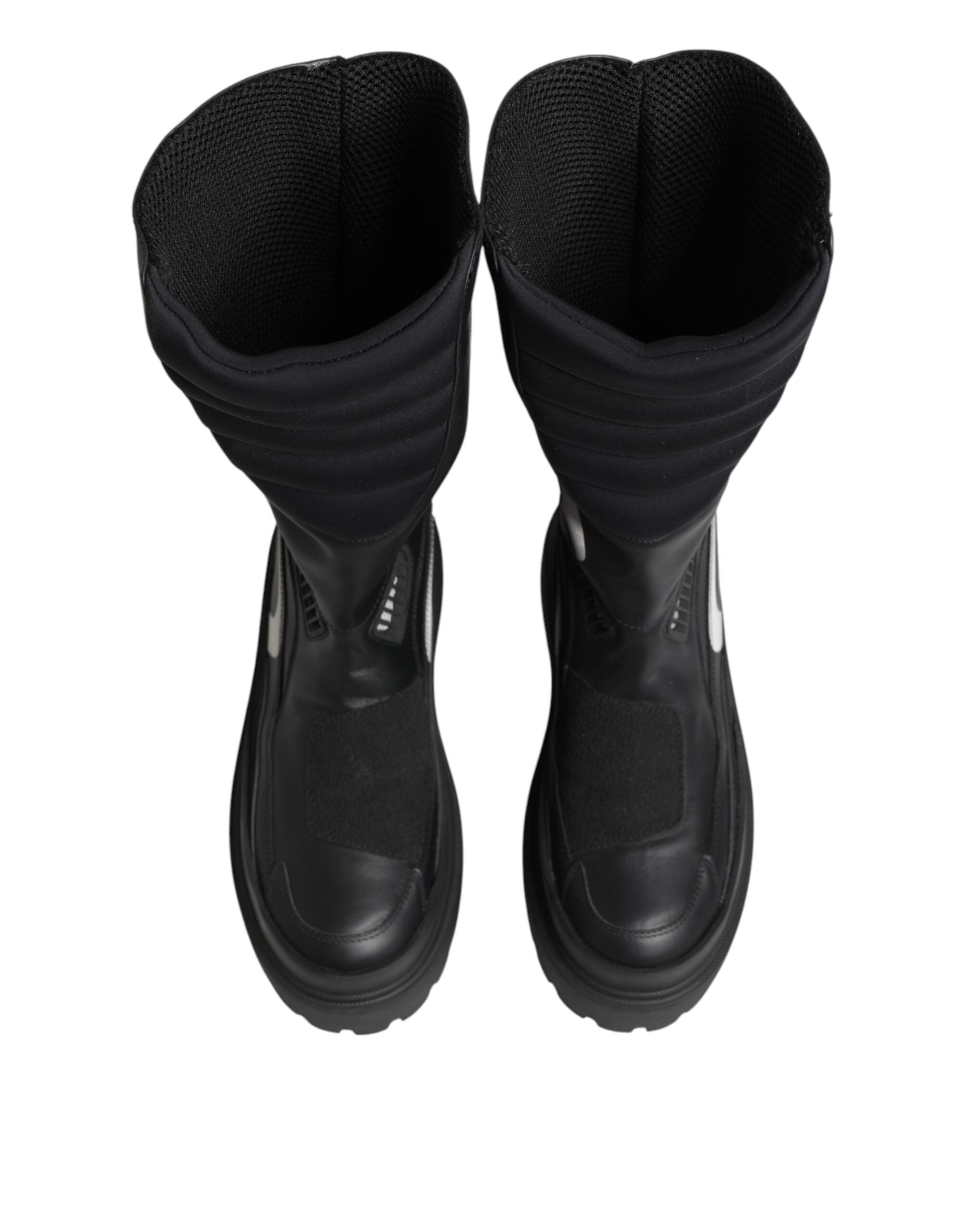 Dolce & Gabbana black leather biker boots, mid-calf length-4