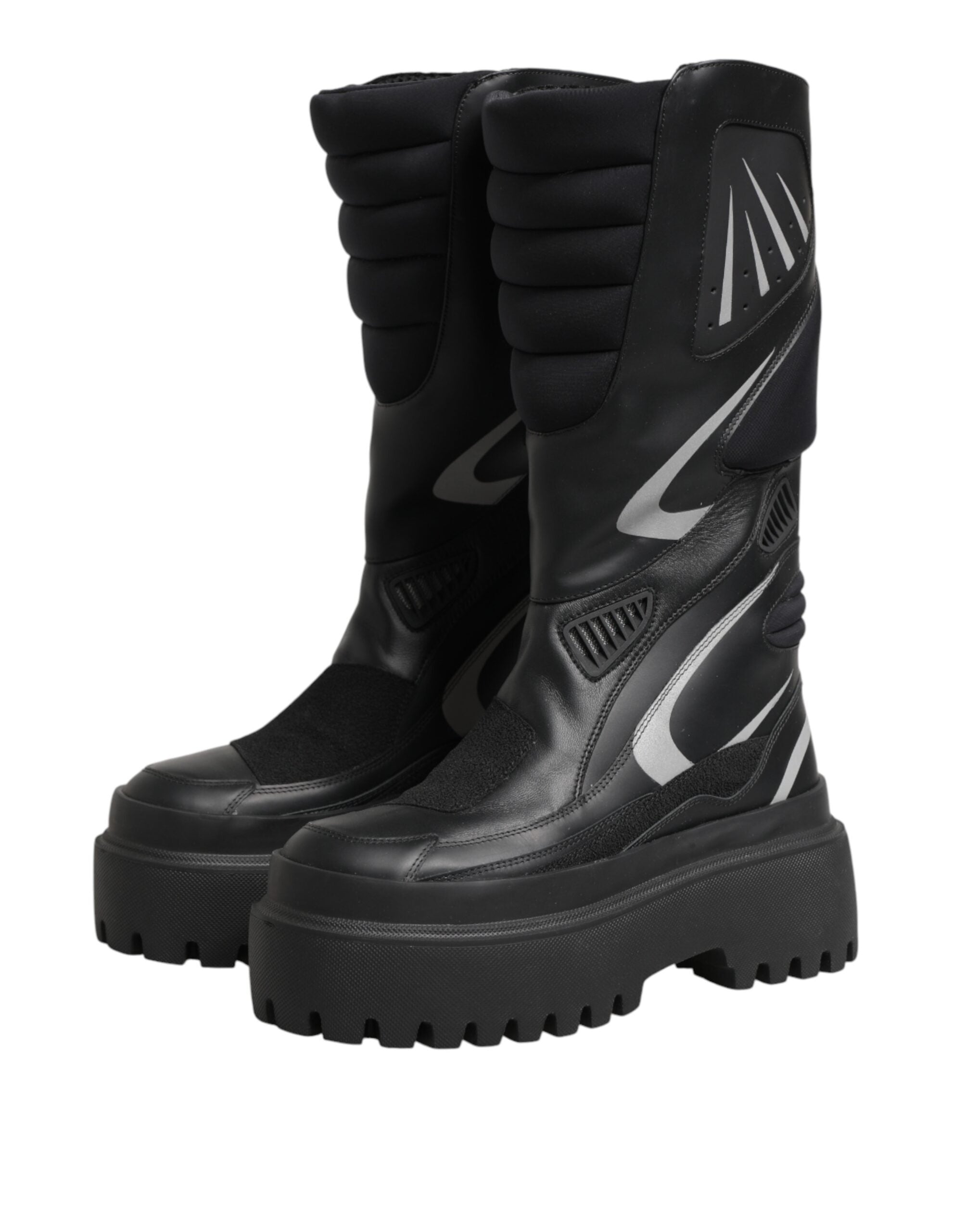Dolce & Gabbana black leather biker boots, mid-calf length-5