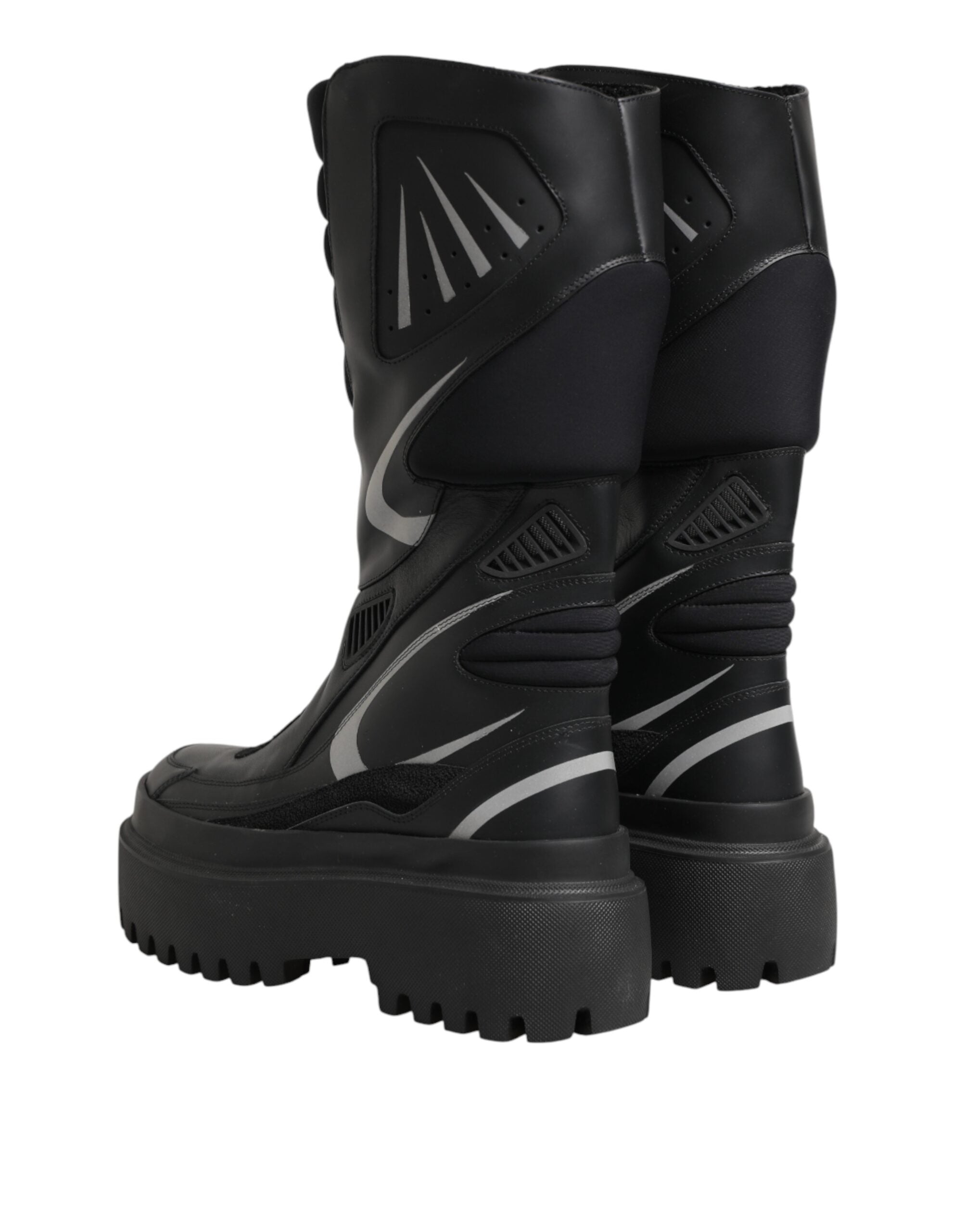 Dolce & Gabbana black leather biker boots, mid-calf length-6