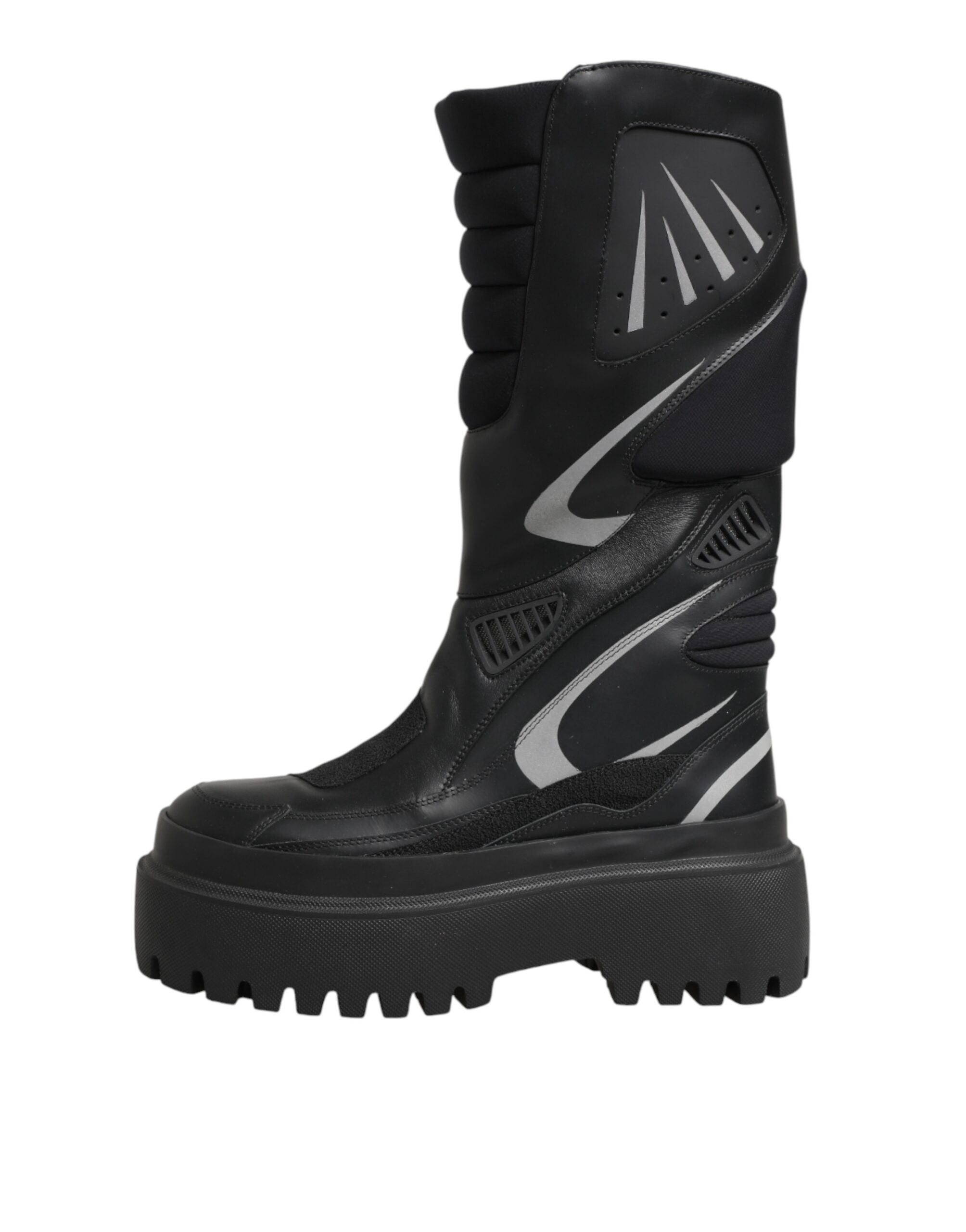 Dolce & Gabbana black leather biker boots, mid-calf length-7