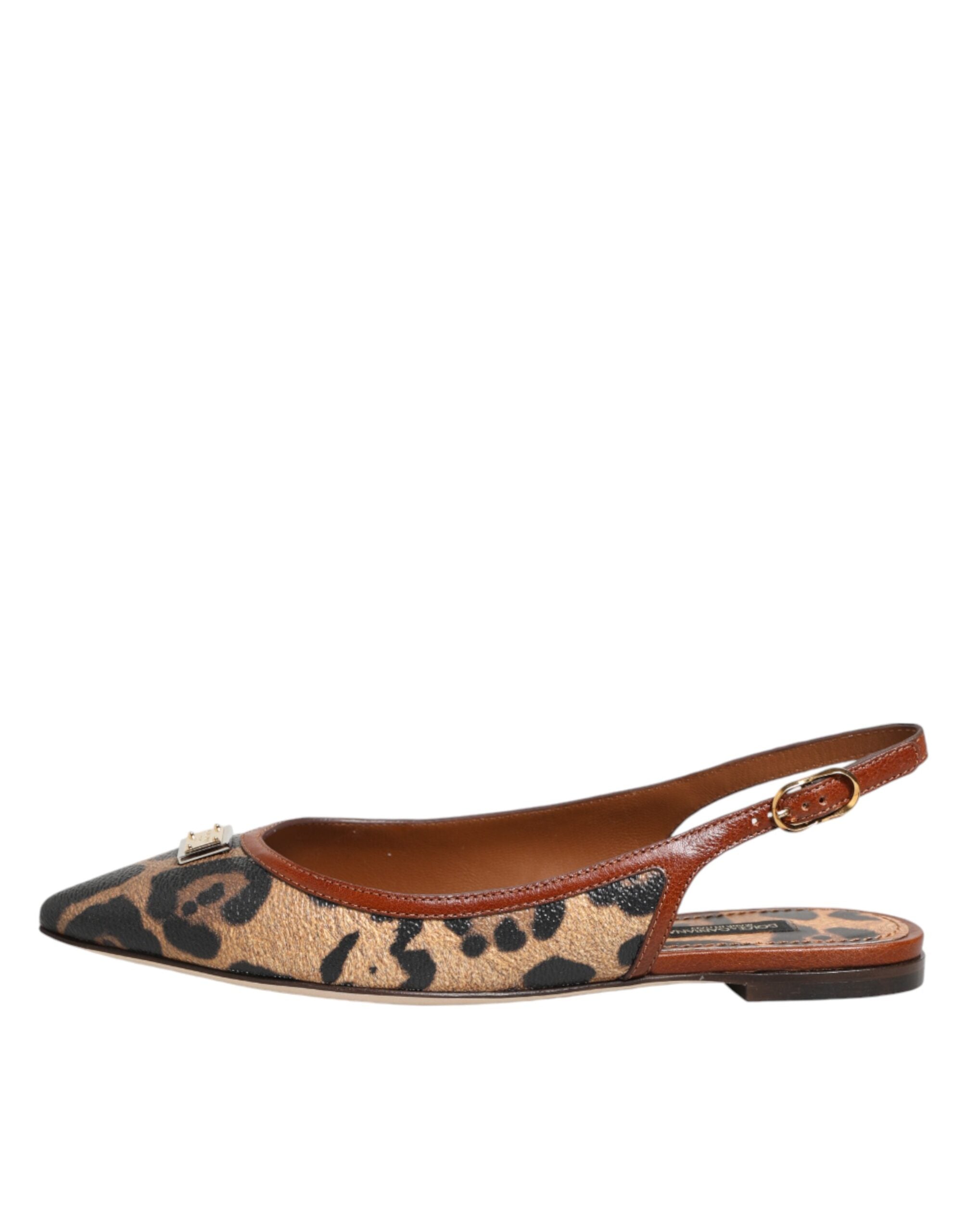 Dolce & Gabbana Braune Slingback-Ballerinas mit Leopardenmuster-7