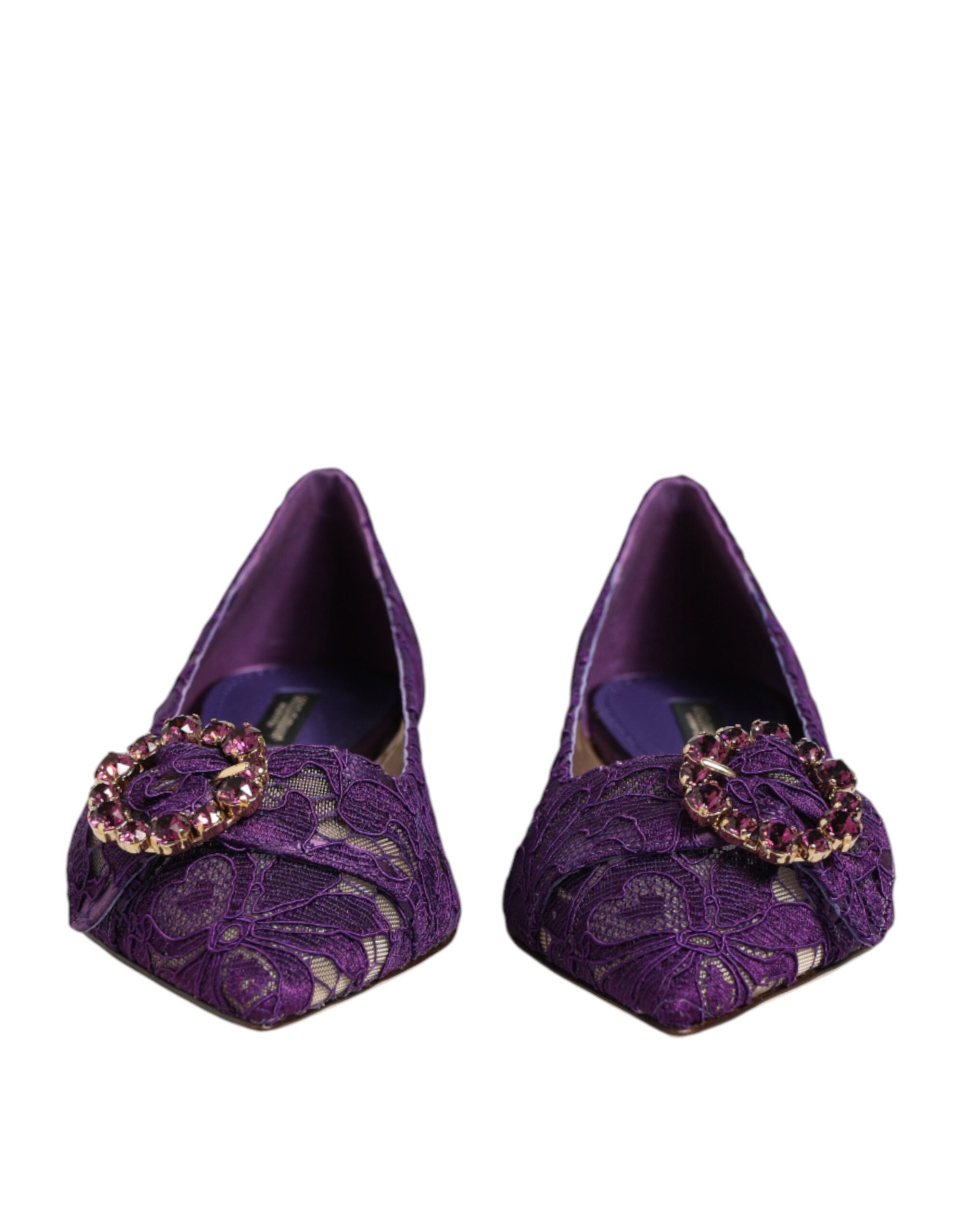 Dolce & Gabbana Lila Taormina Lace Ballerinas with Crystals-3