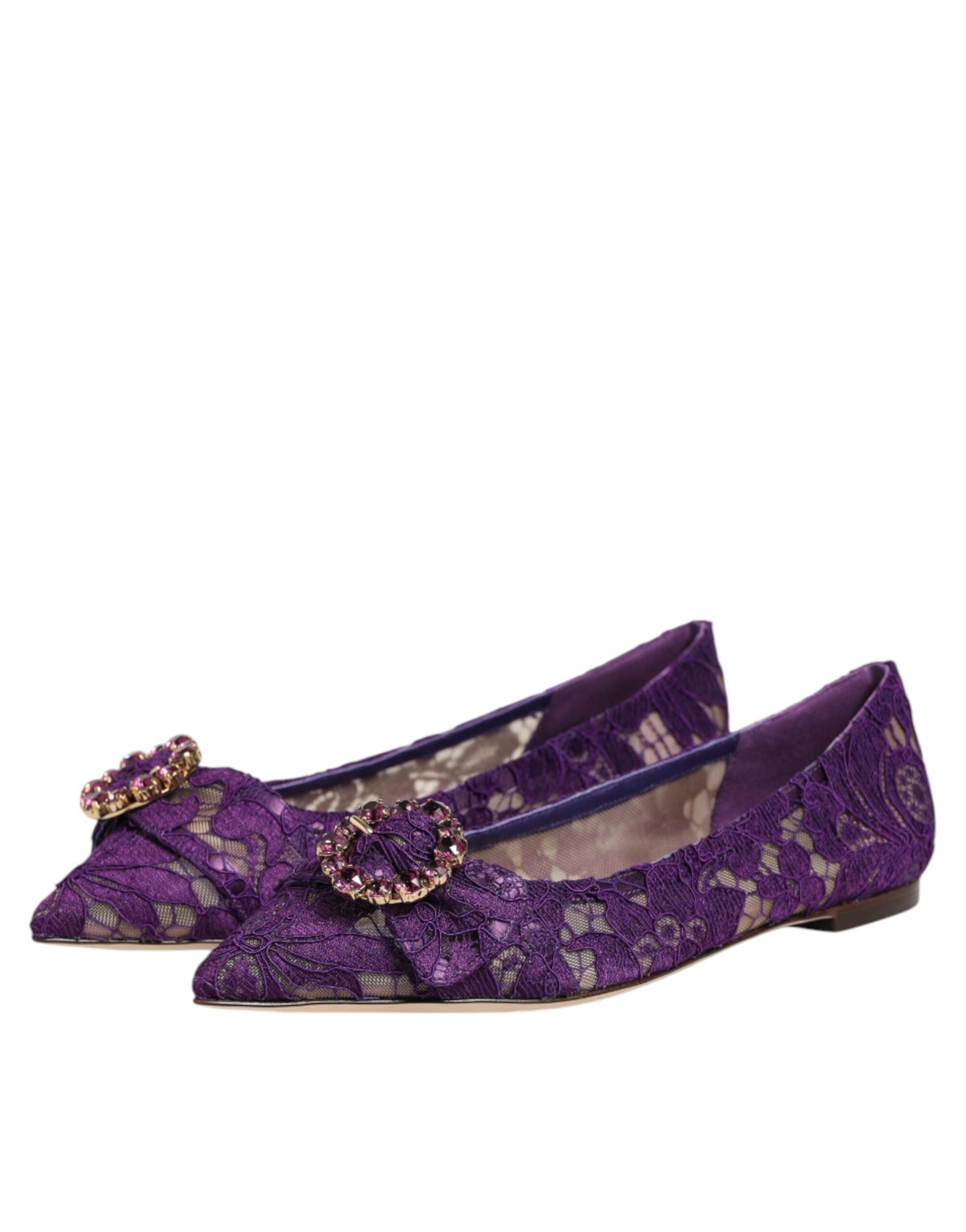 Dolce & Gabbana Lila Taormina Lace Ballerinas with Crystals-5
