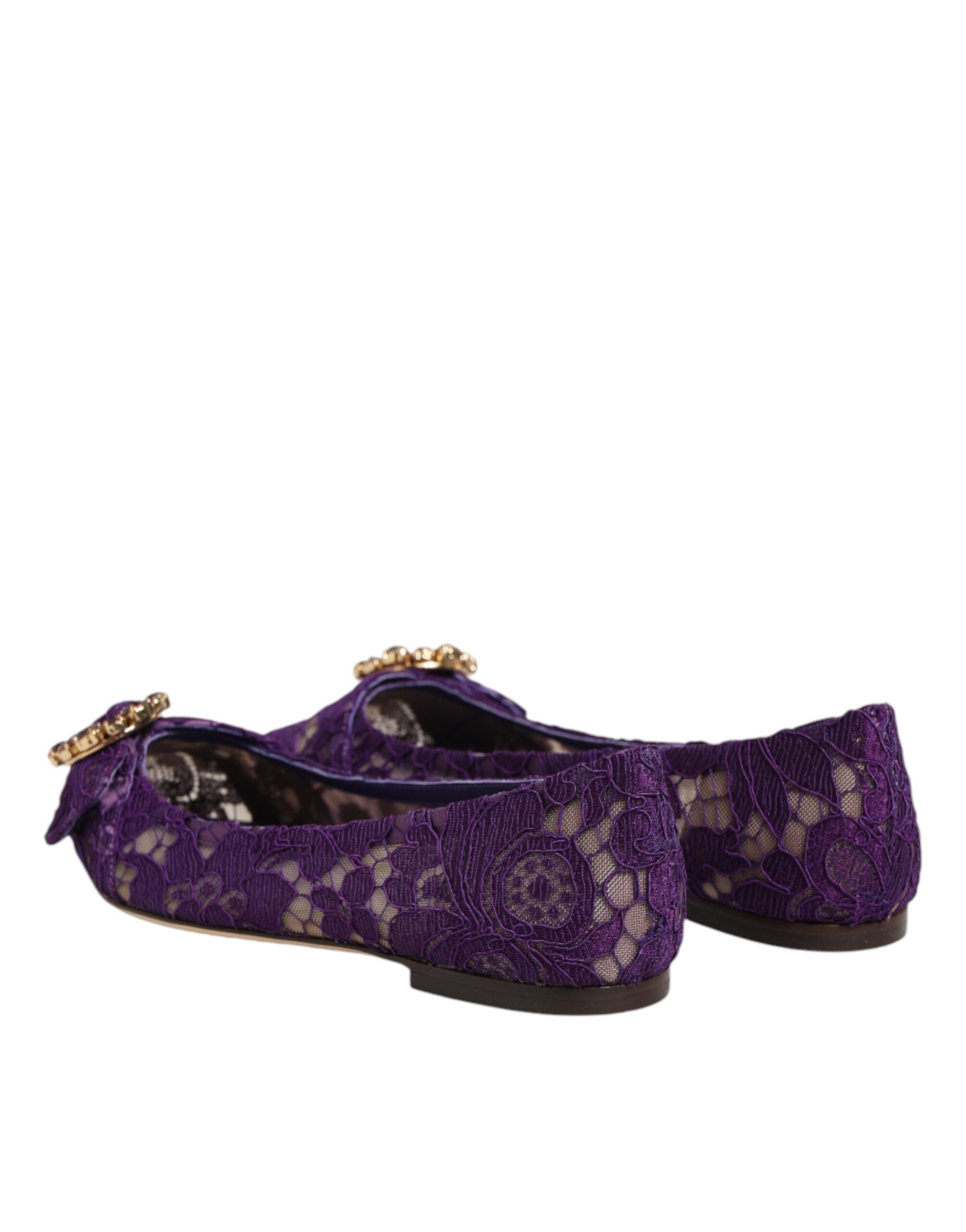 Dolce & Gabbana Lila Taormina Lace Ballerinas with Crystals-6