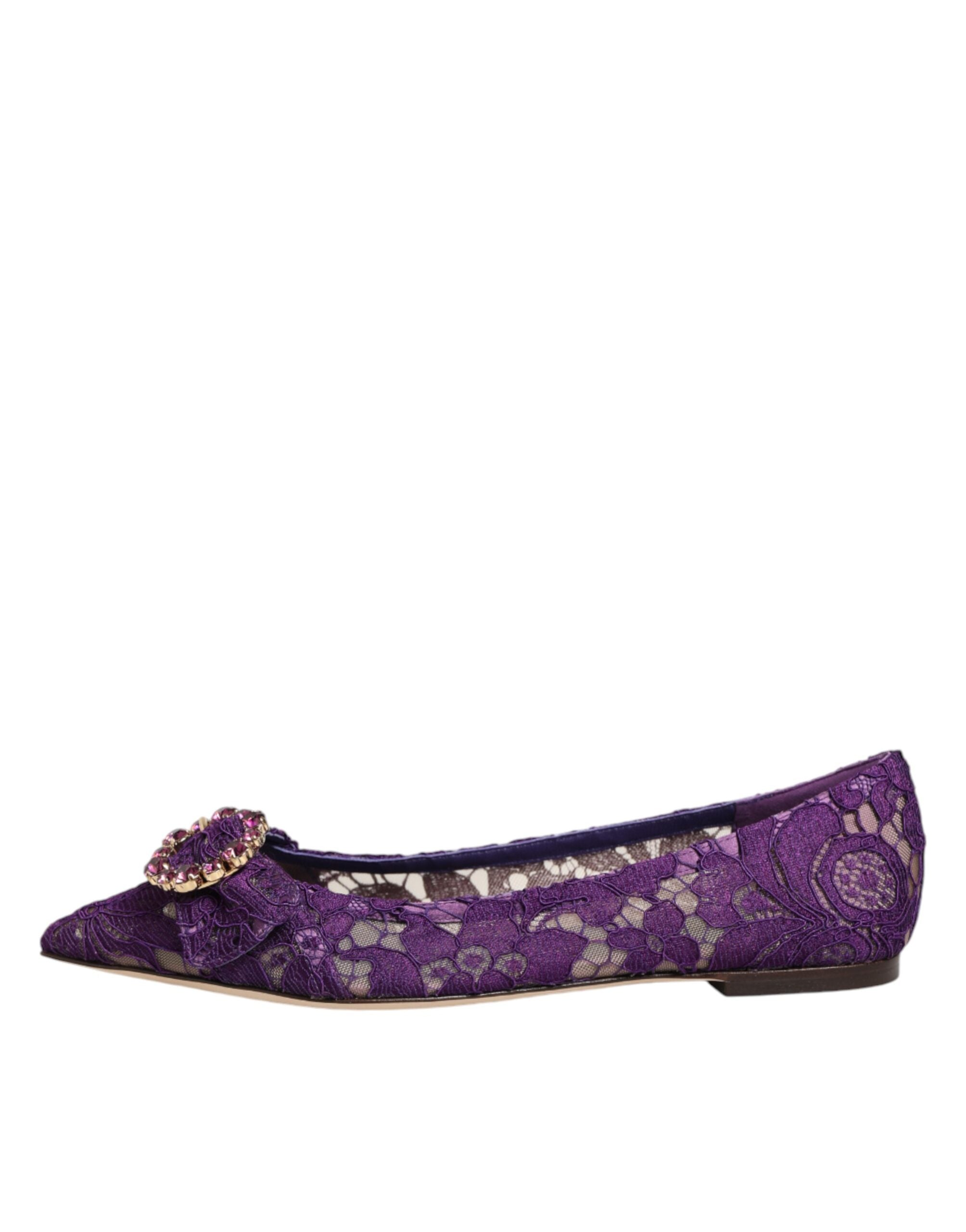 Dolce & Gabbana Lila Taormina Lace Ballerinas with Crystals-7