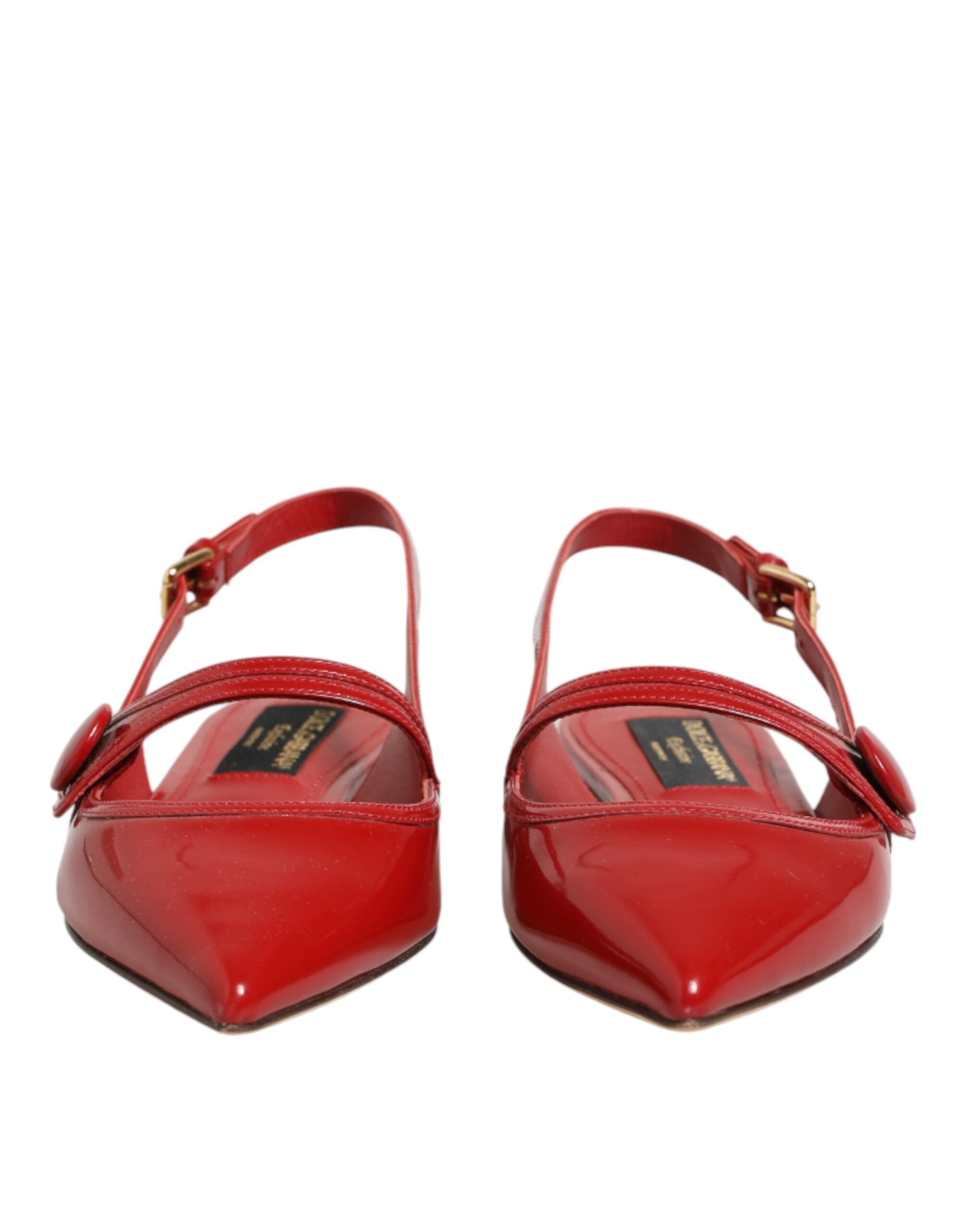 Dolce & Gabbana Rote Leder-Slingback-Ballerinas-3