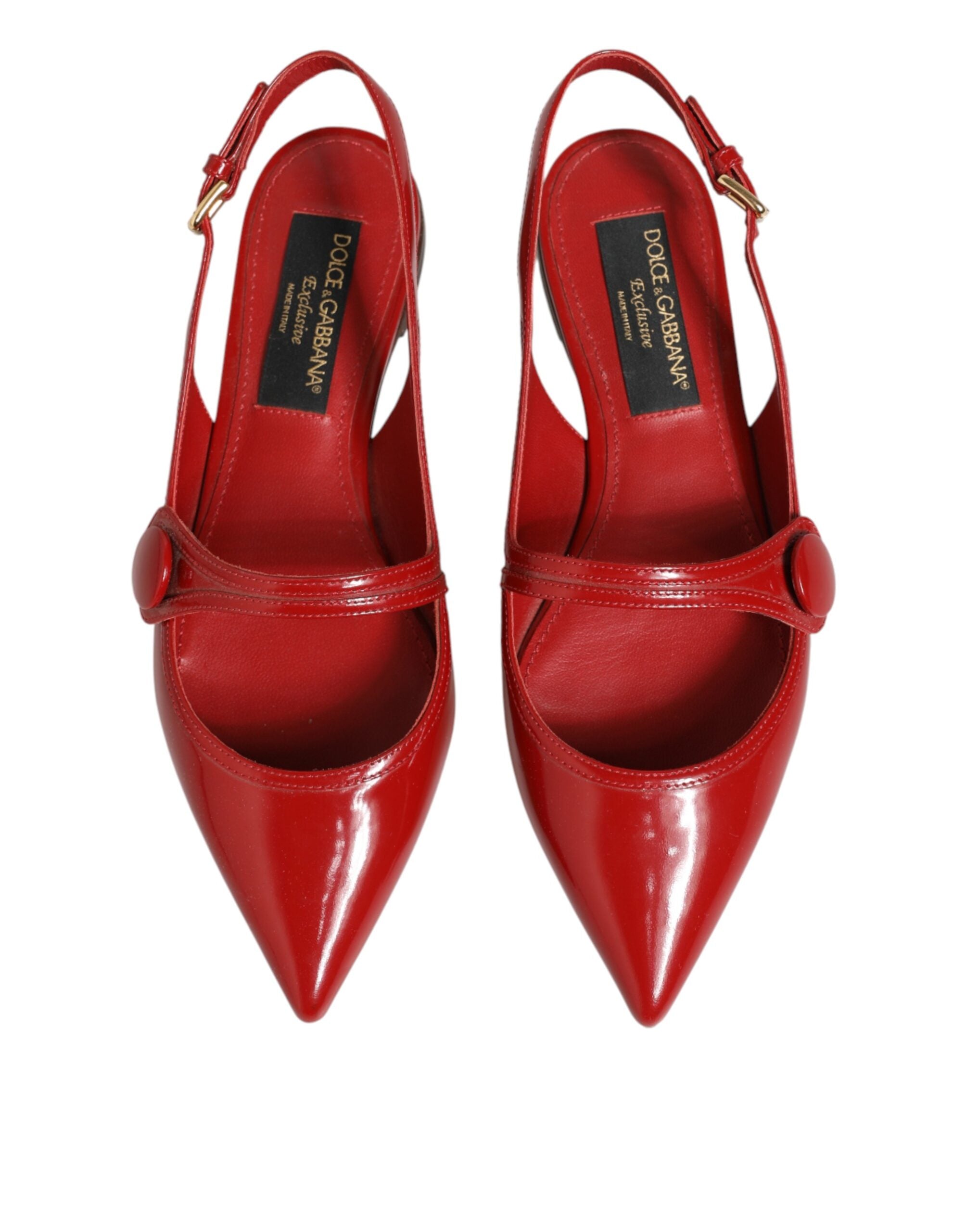 Dolce & Gabbana Rote Leder-Slingback-Ballerinas-4