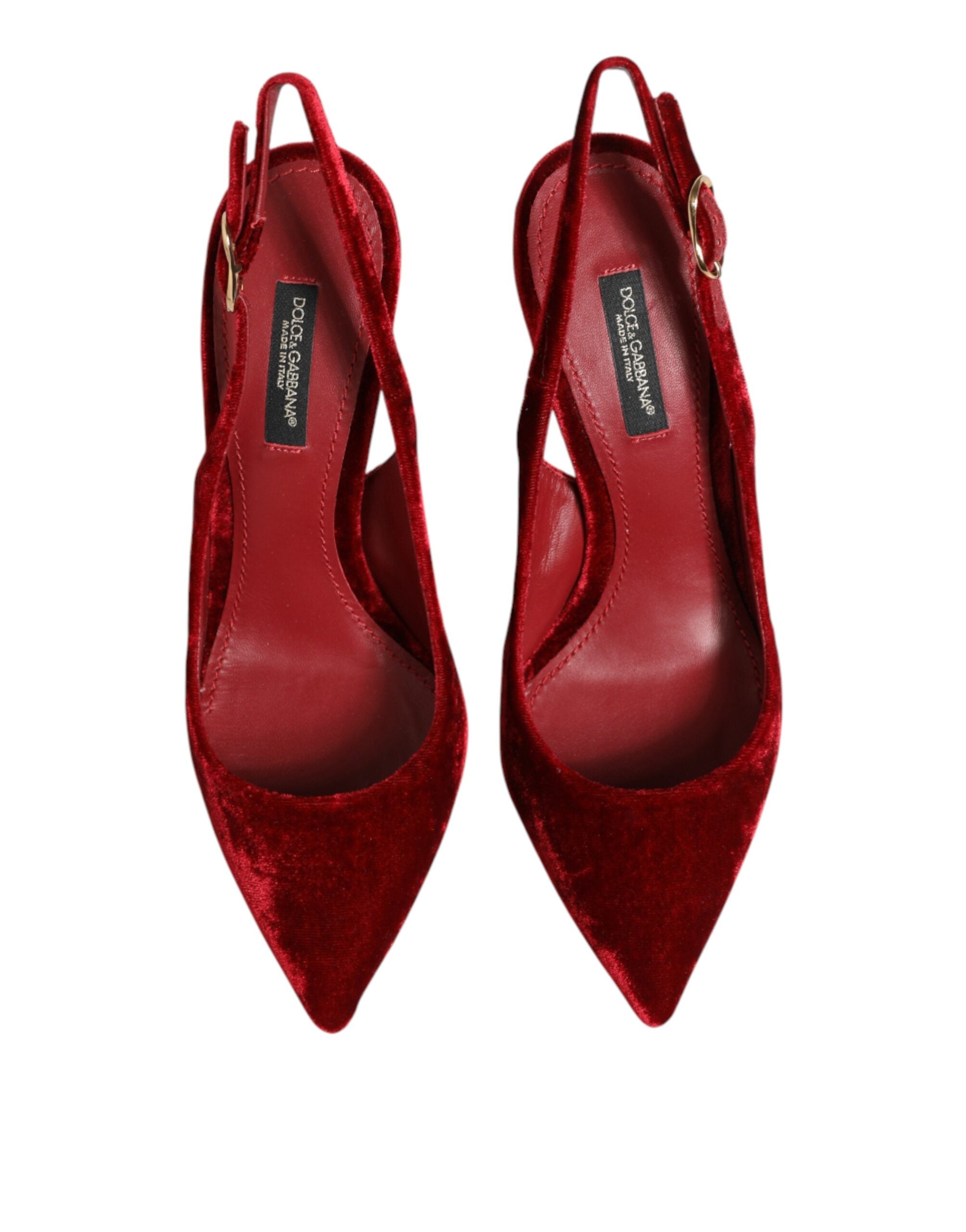 Dolce & Gabbana Rote Wildleder-High-Heel-Slingback-Sandalen-4
