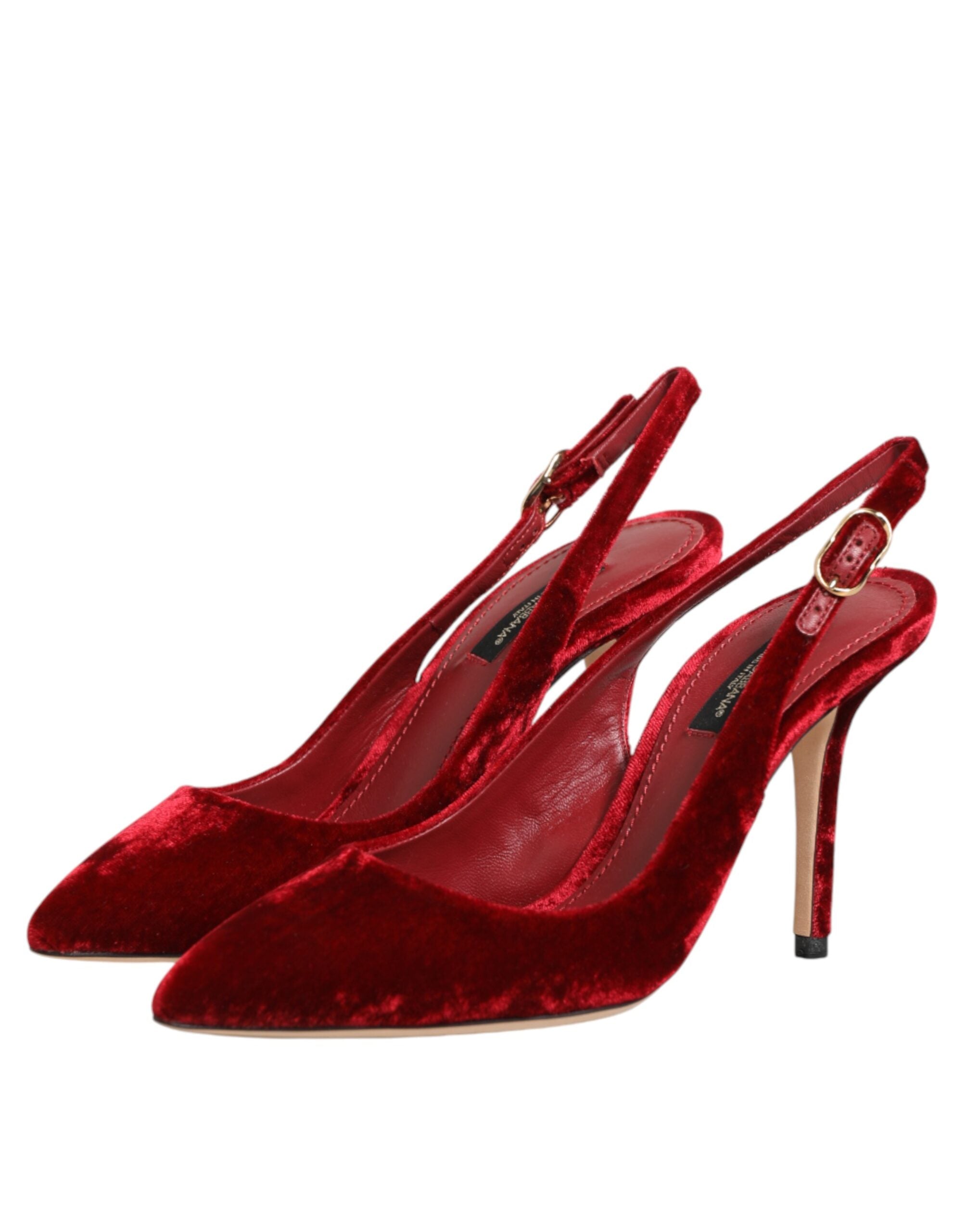 Dolce & Gabbana Rote Wildleder-High-Heel-Slingback-Sandalen-5
