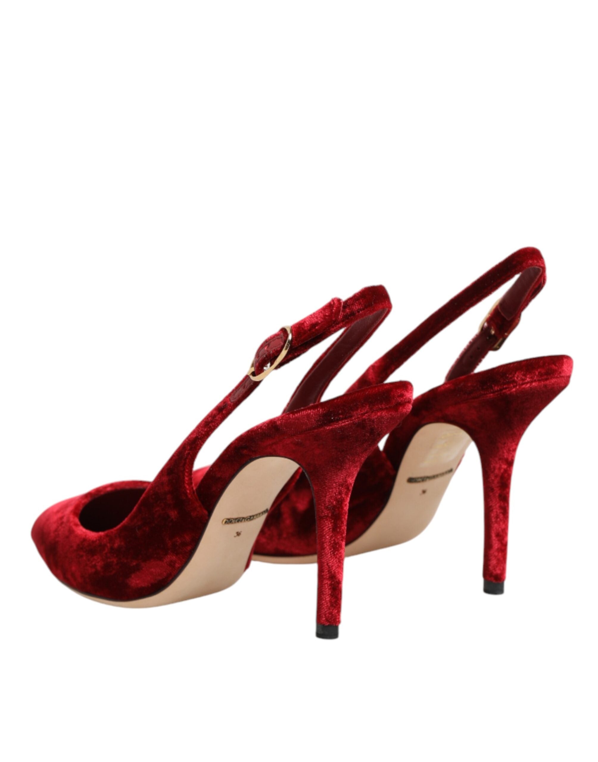 Dolce & Gabbana Rote Wildleder-High-Heel-Slingback-Sandalen-6