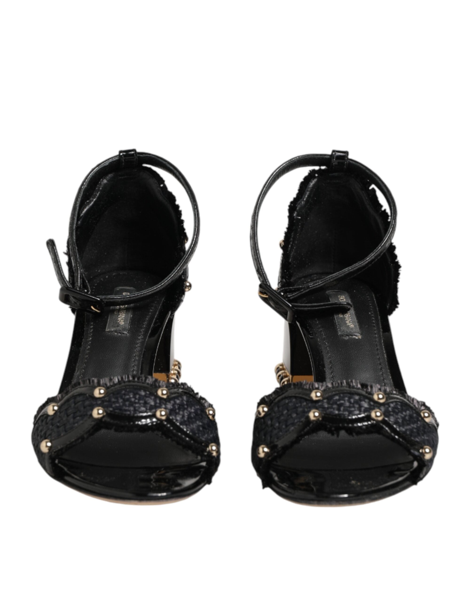 Dolce & Gabbana Schwarze Sandalen mit Nieten und Knöchelriemen-3