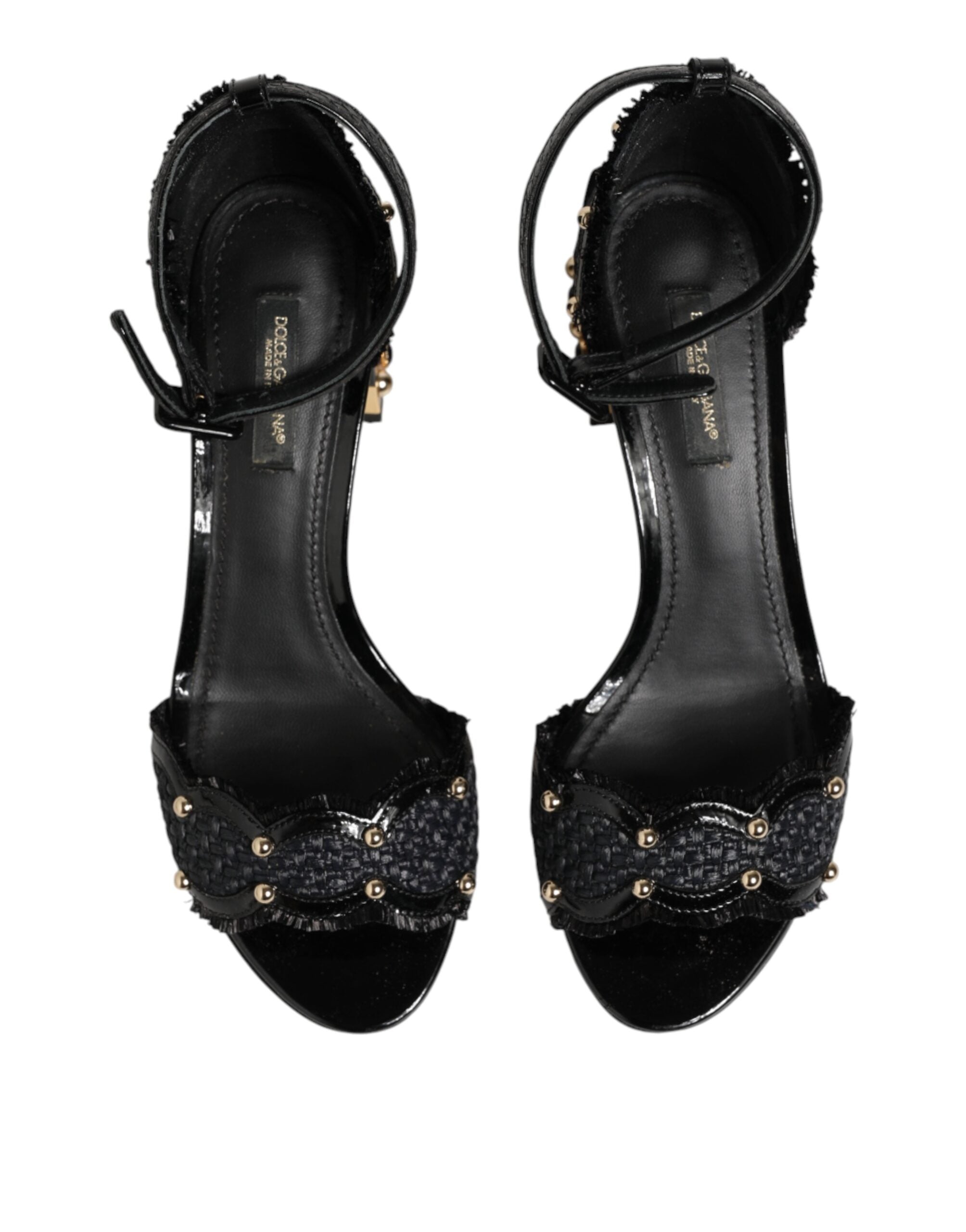 Dolce & Gabbana Schwarze Sandalen mit Nieten und Knöchelriemen-4