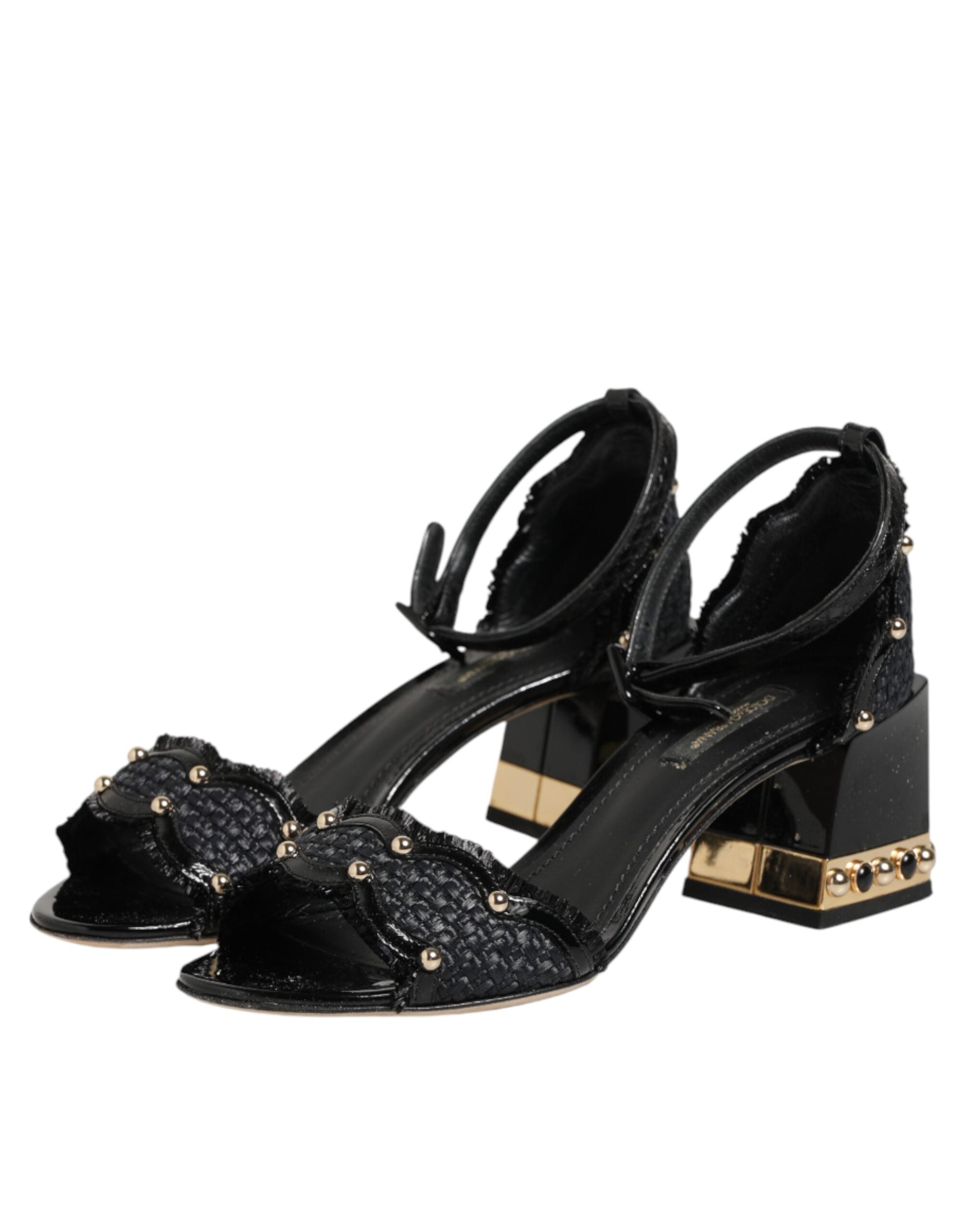 Dolce & Gabbana Schwarze Sandalen mit Nieten und Knöchelriemen-5