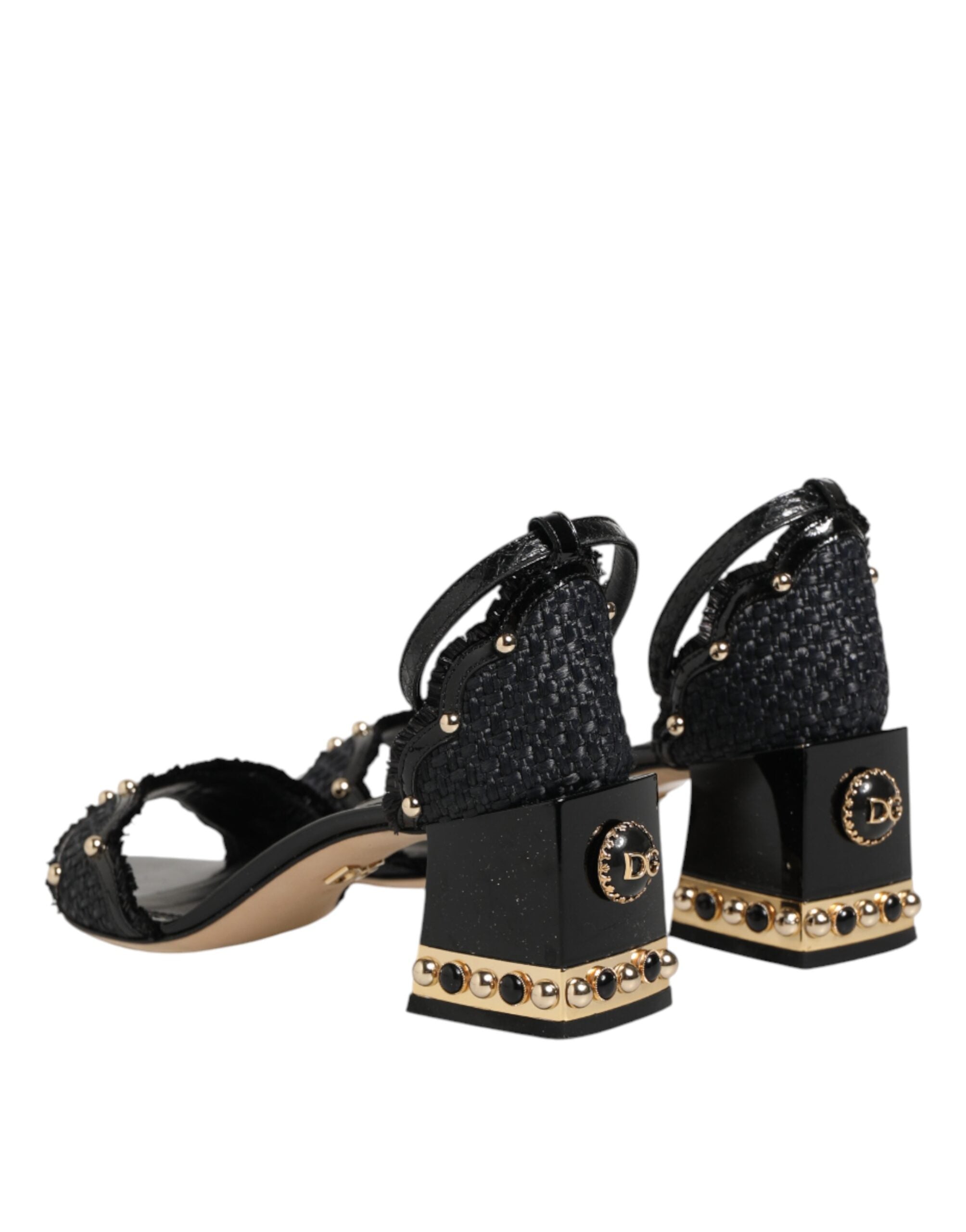 Dolce & Gabbana Schwarze Sandalen mit Nieten und Knöchelriemen-6