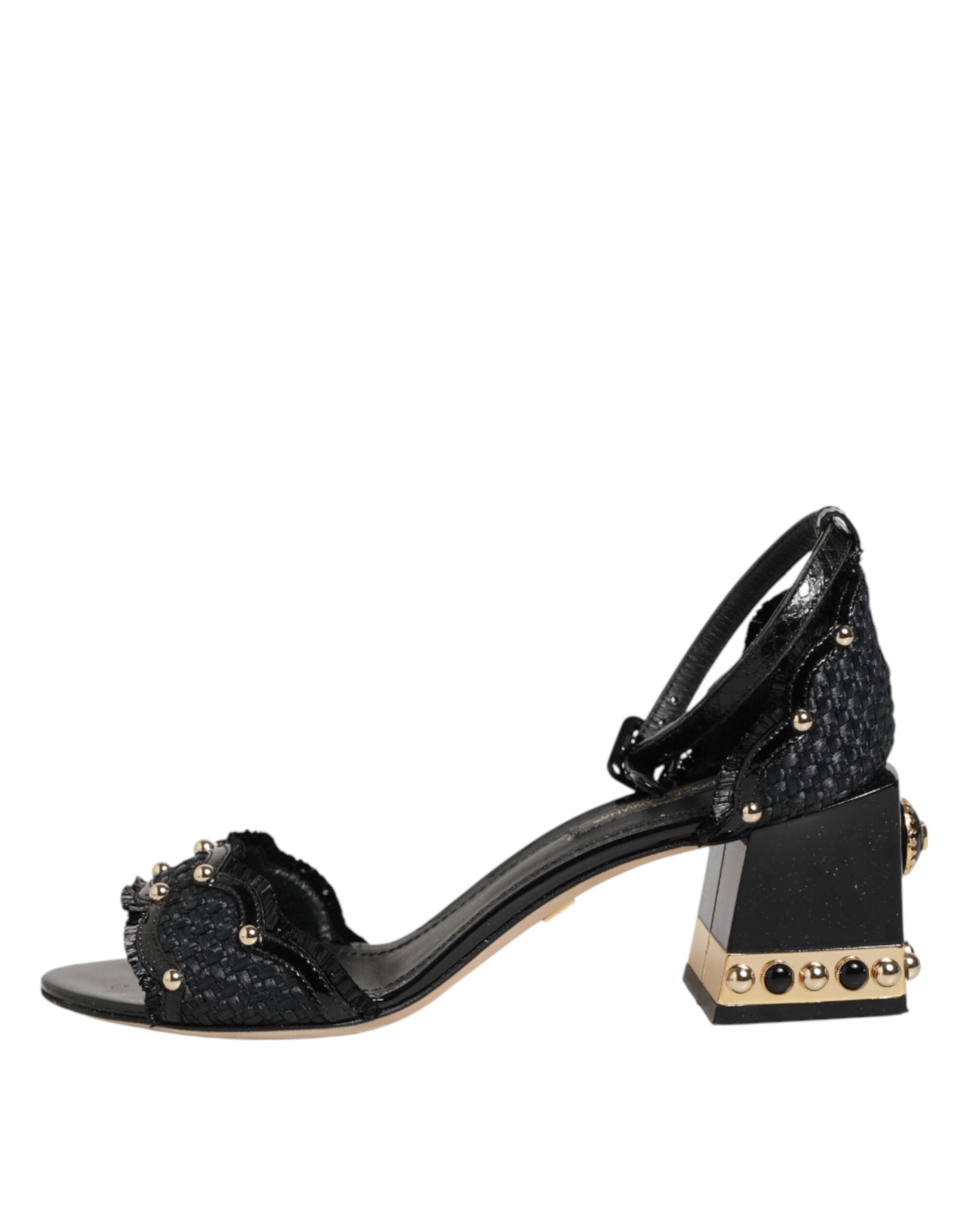Dolce & Gabbana Schwarze Sandalen mit Nieten und Knöchelriemen-7