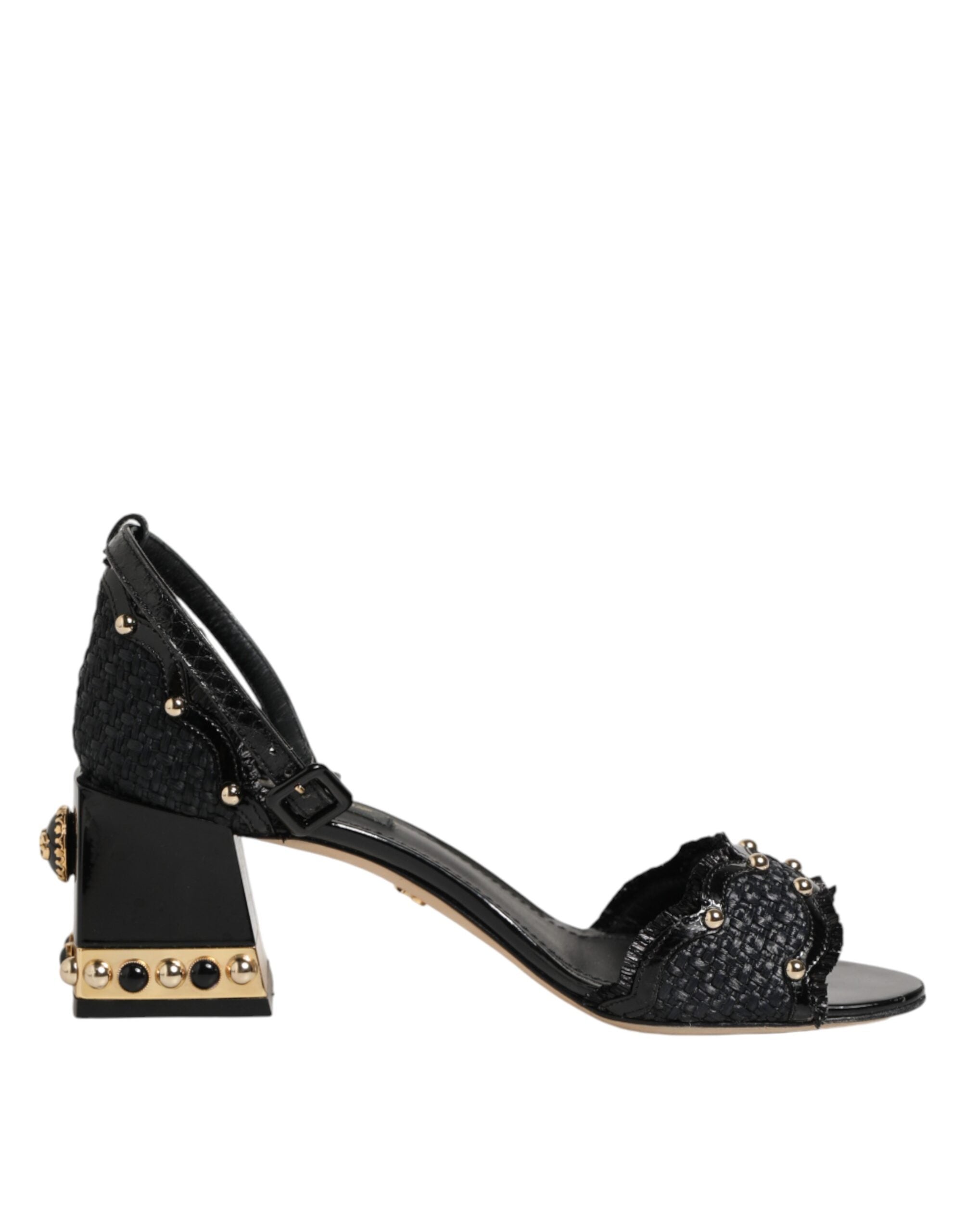 Dolce & Gabbana Schwarze Sandalen mit Nieten und Knöchelriemen-2