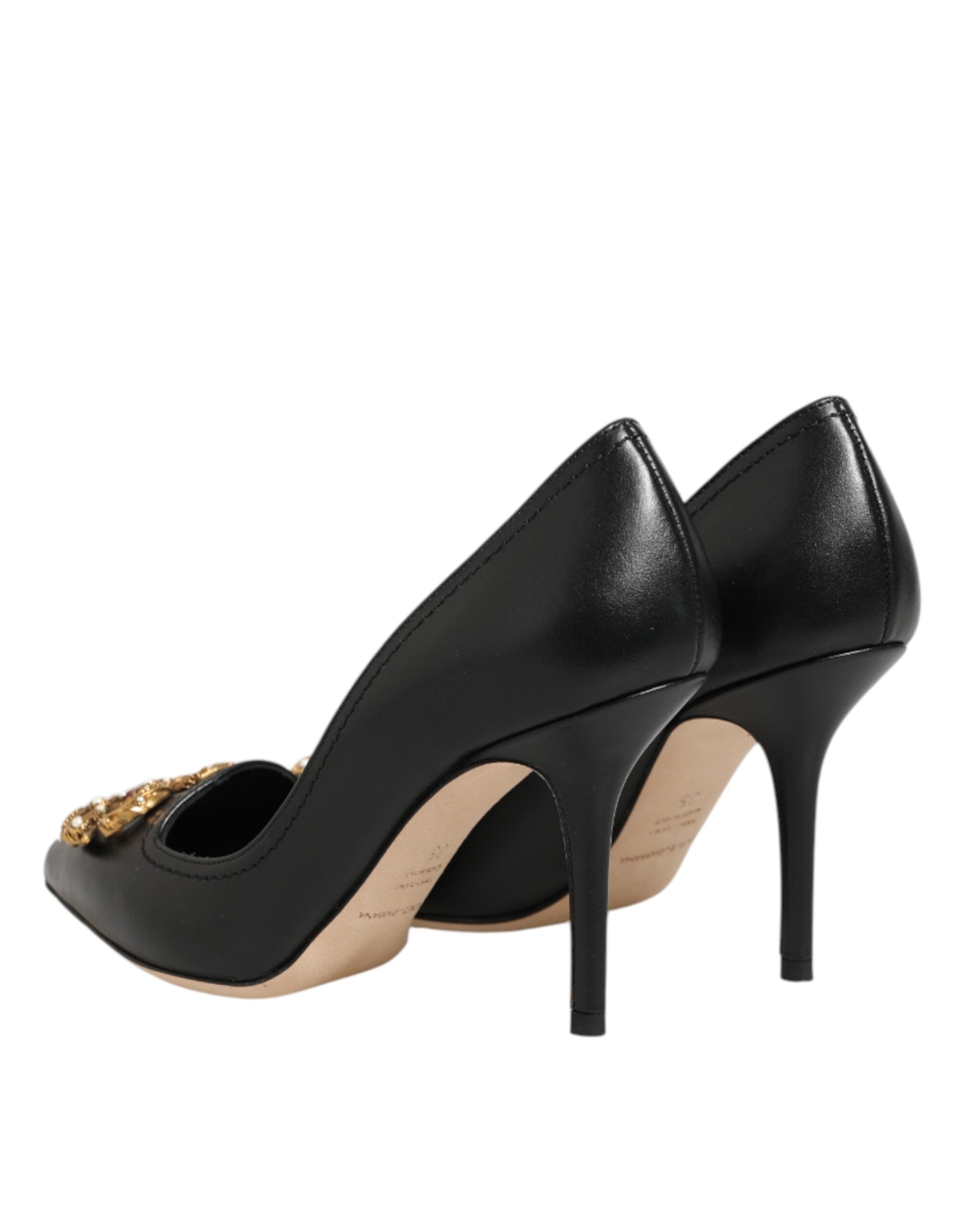 Dolce & Gabbana black leather pumps with DG Amore heel-6