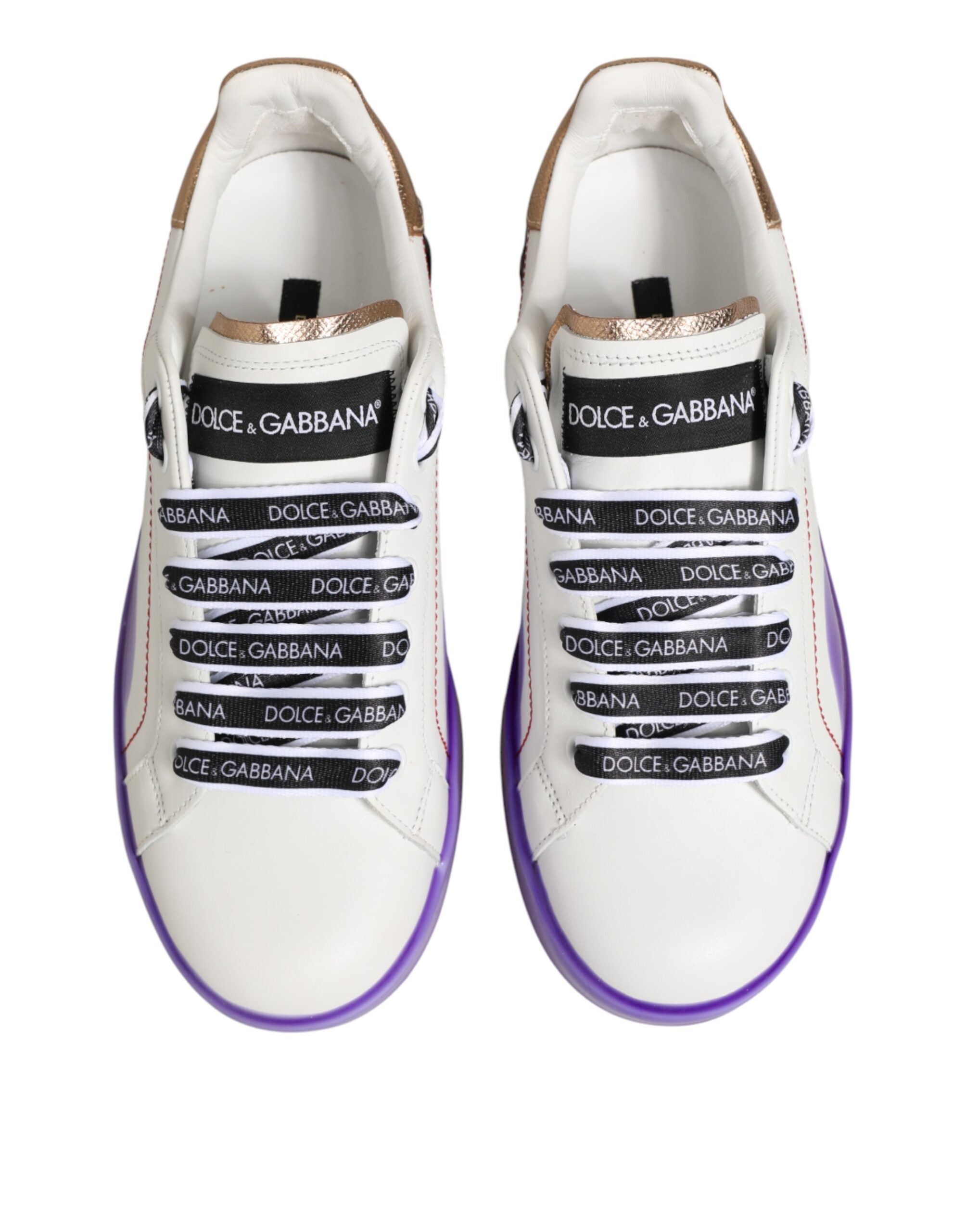 Dolce & Gabbana white and purple low-top leather sneakers-4