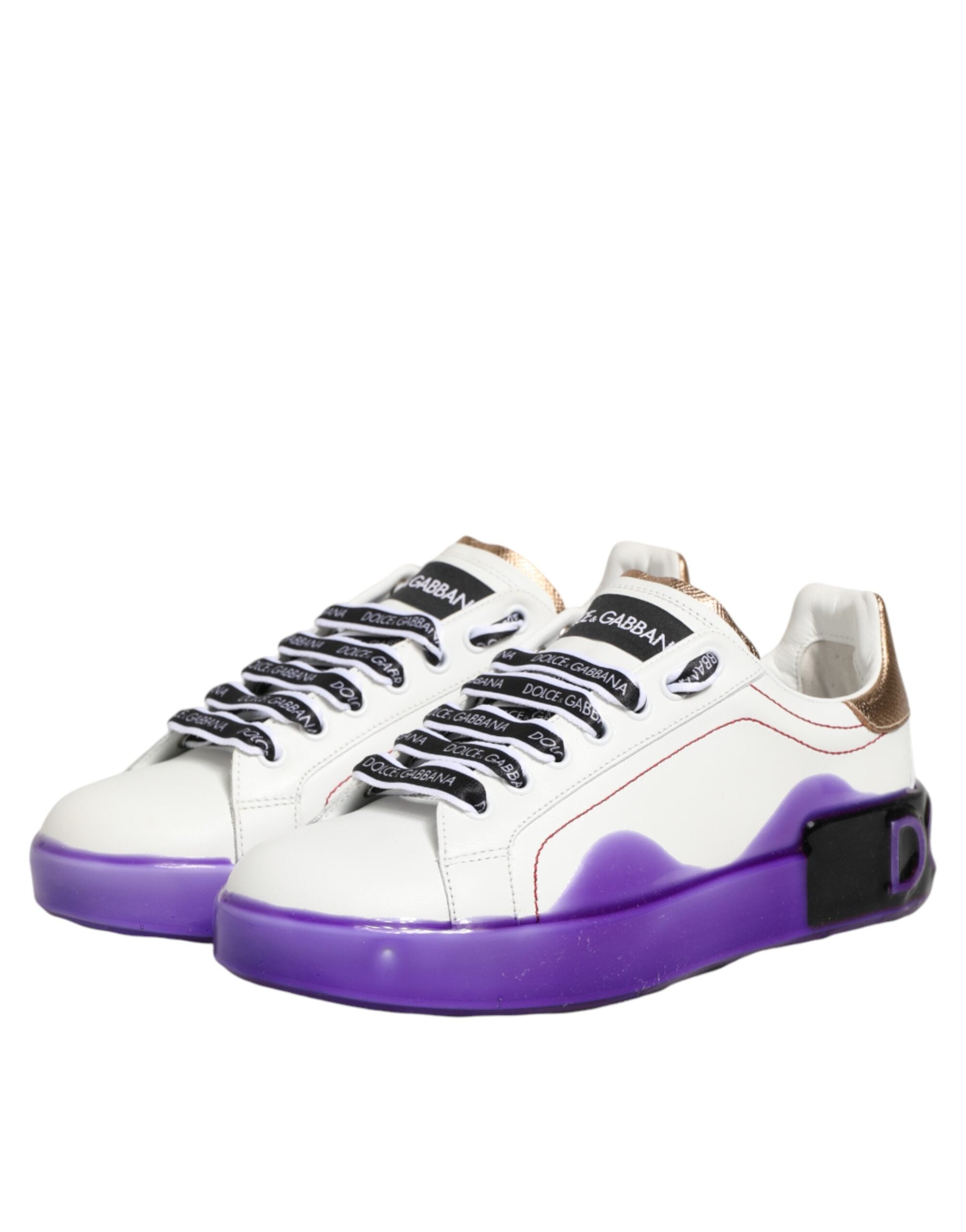 Dolce & Gabbana white and purple low-top leather sneakers-5