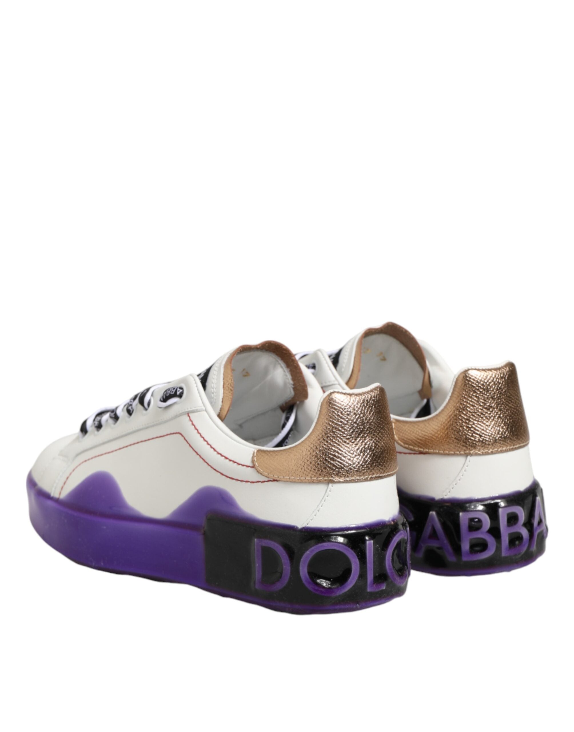 Dolce & Gabbana white and purple low-top leather sneakers-6