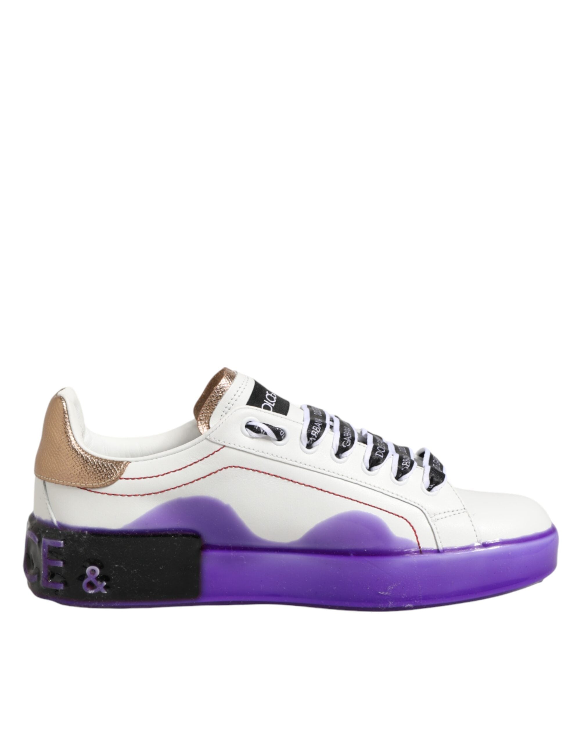 Dolce & Gabbana white and purple low-top leather sneakers-2