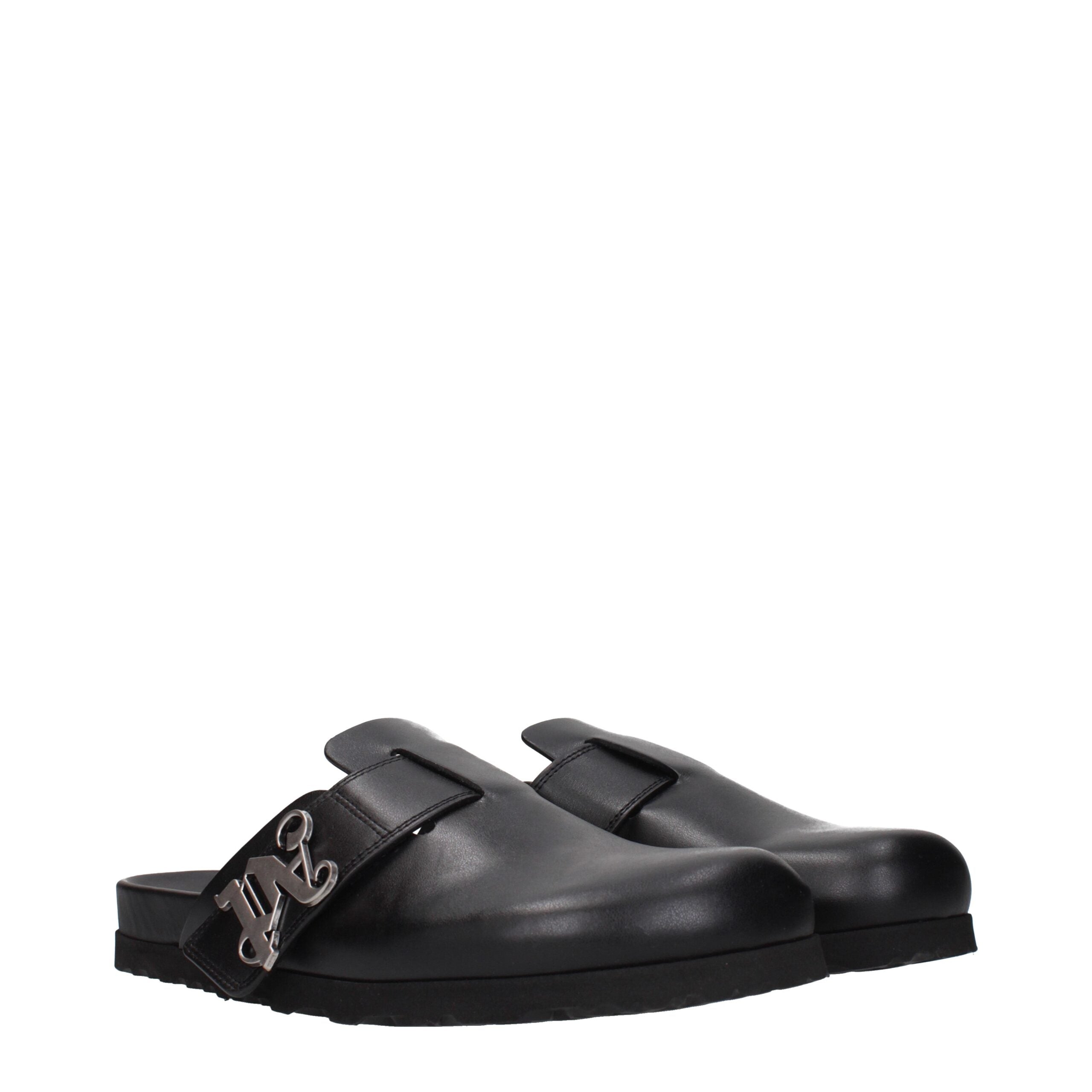 Palm Angels Schwarze Leder-Slipper-2