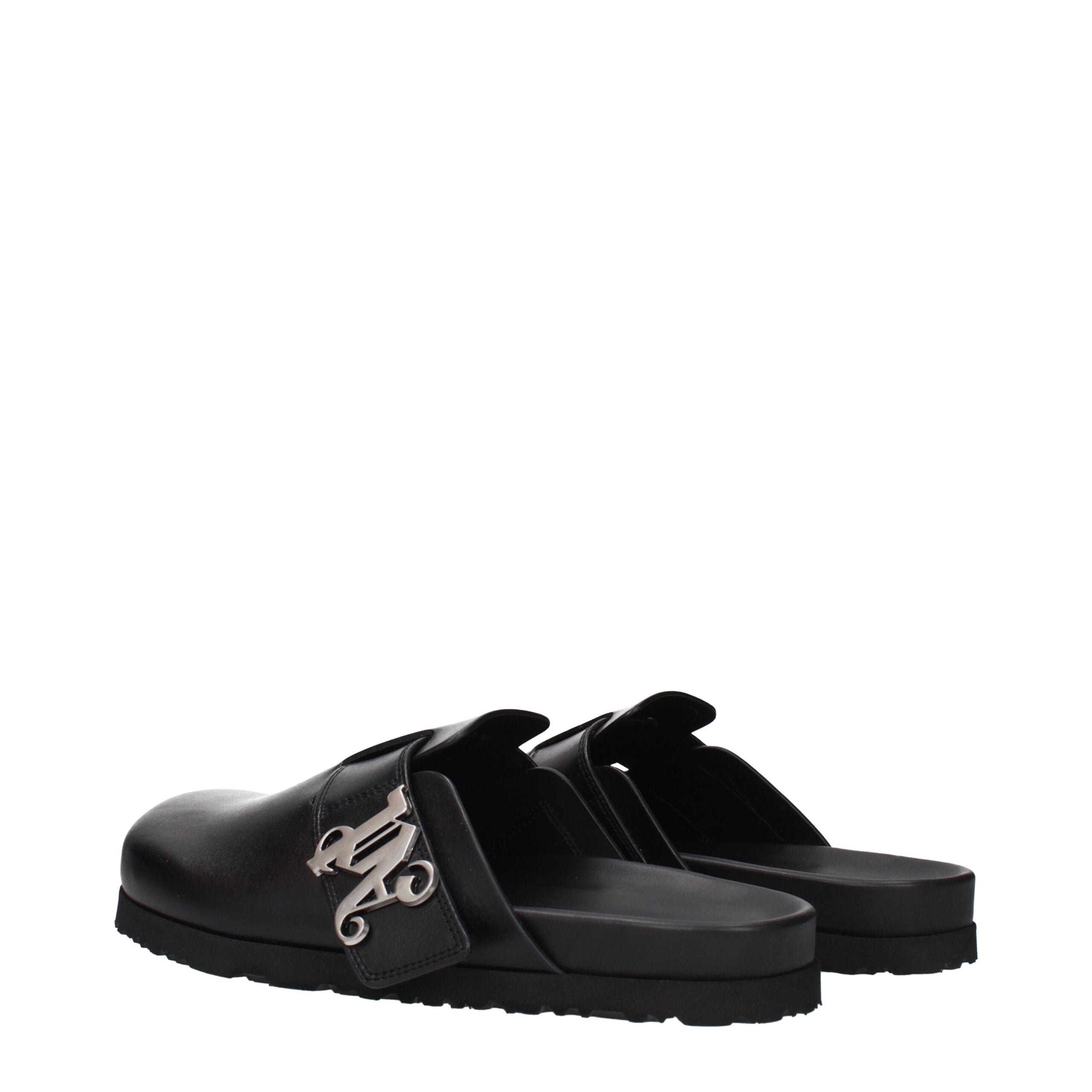 Palm Angels Schwarze Leder-Slipper-4