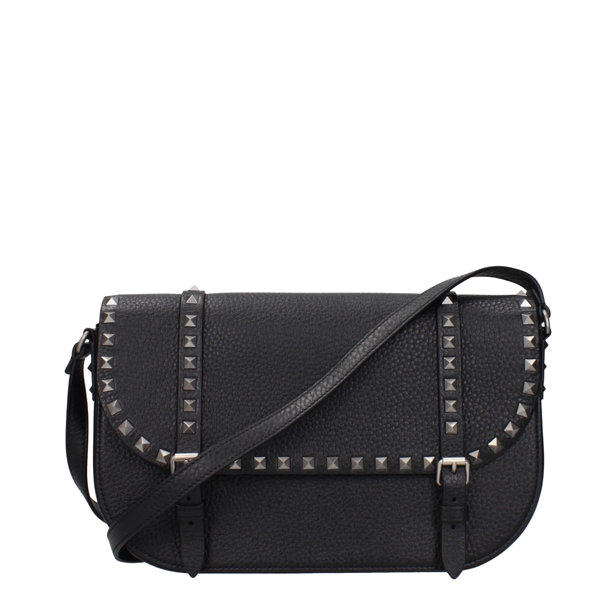 Valentino Garavani Schwarze Leder Umhängetasche-1