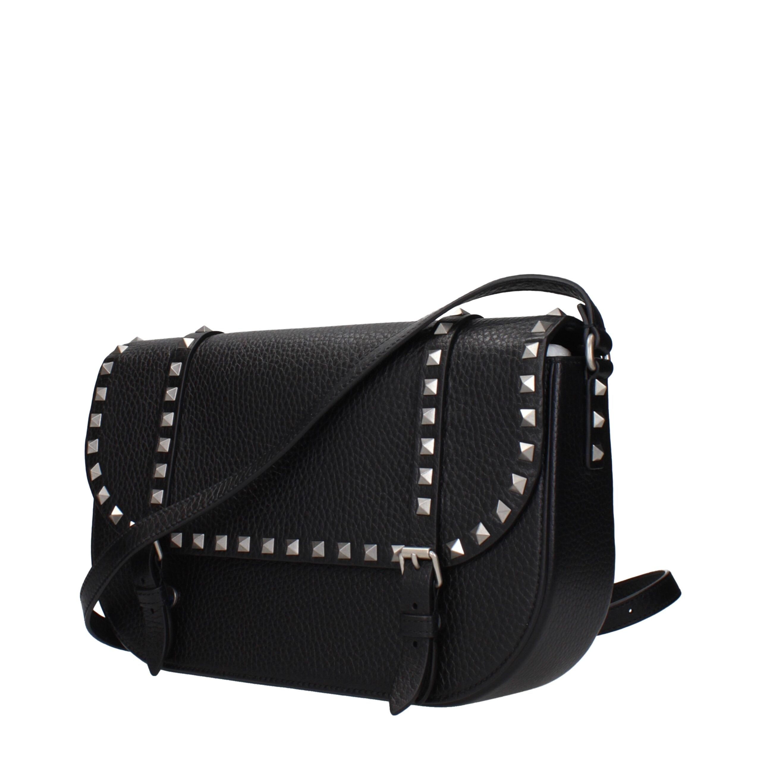 Valentino Garavani Schwarze Leder Umhängetasche-2