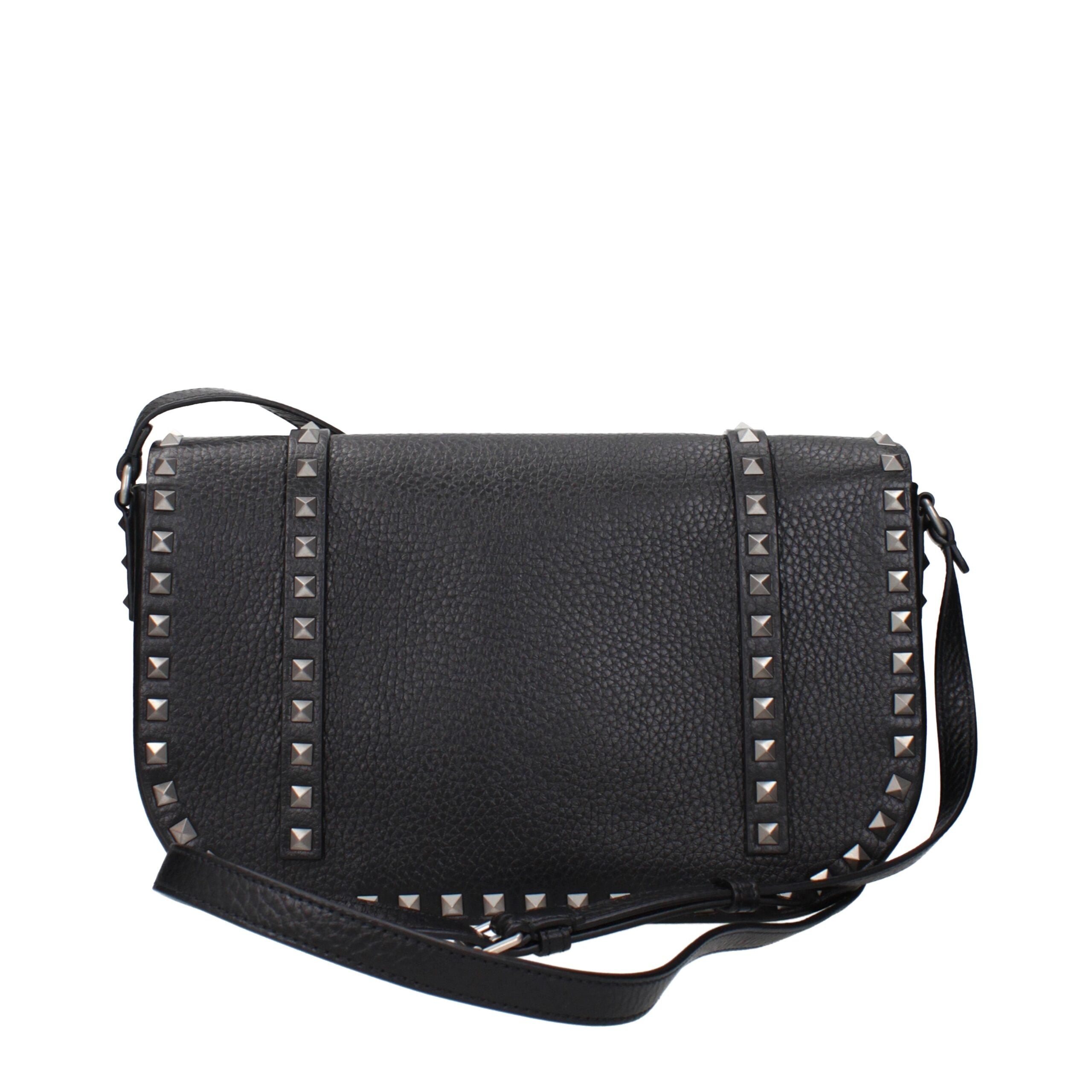 Valentino Garavani Schwarze Leder Umhängetasche-3
