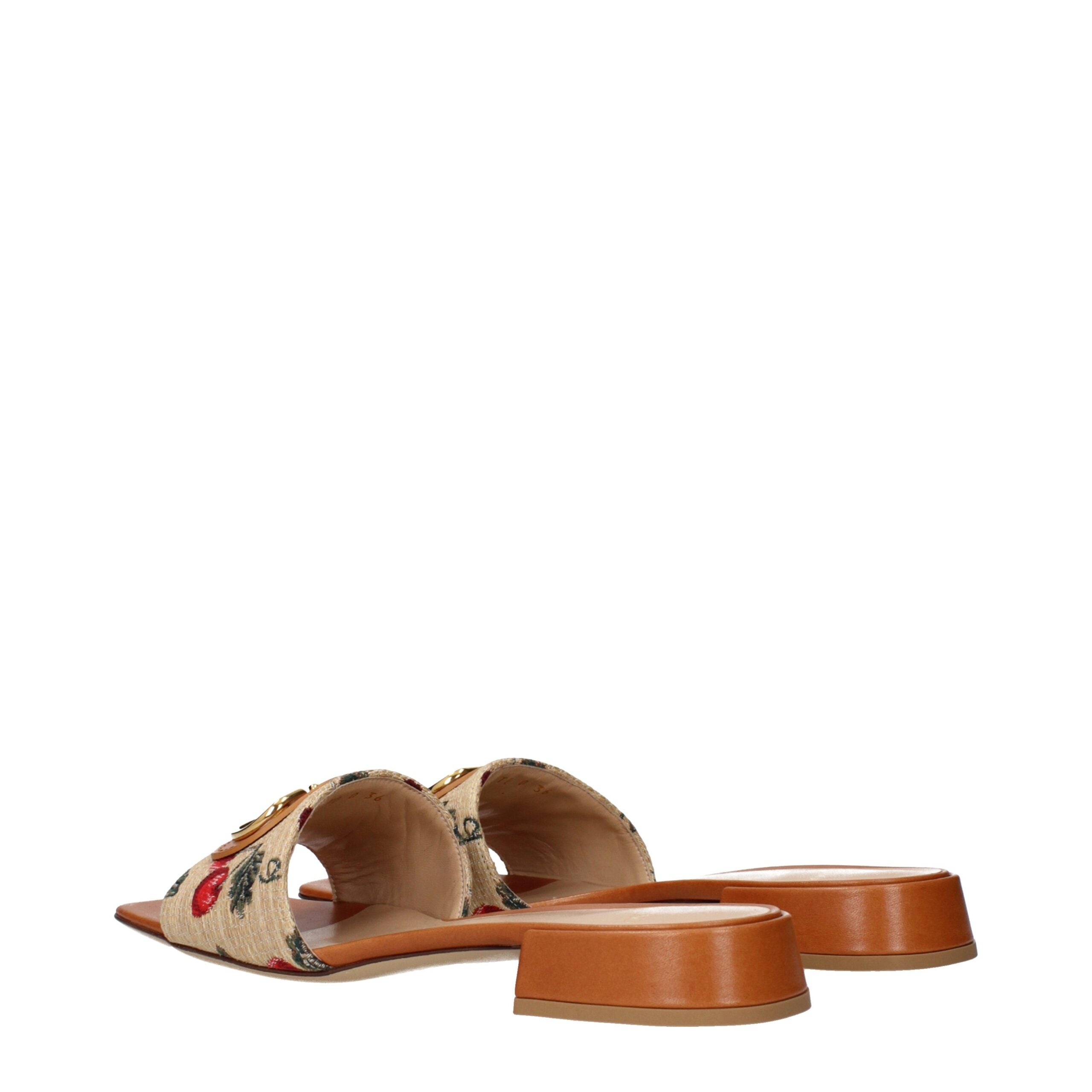 Valentino Garavani Beigefarbene Raffia-Pantoffeln-4