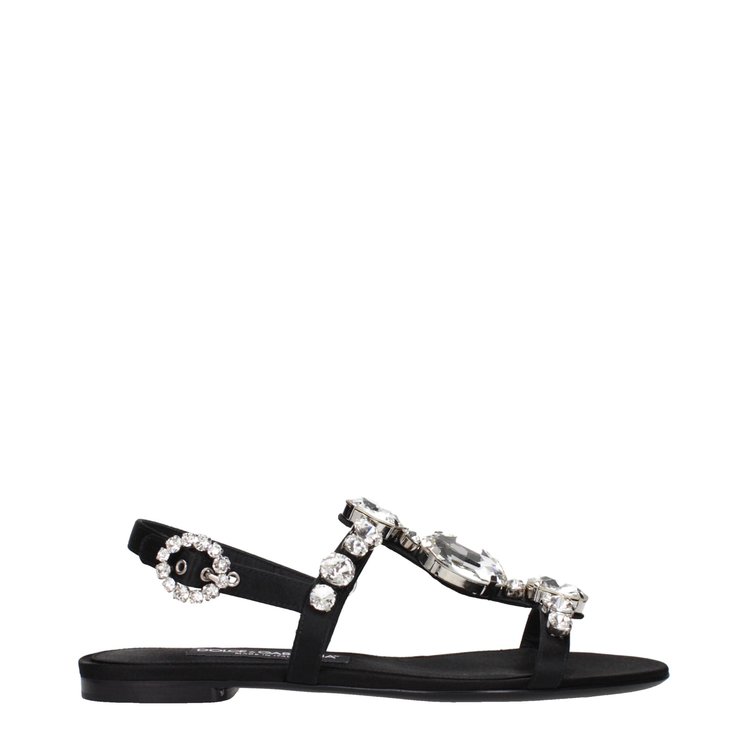 Dolce & Gabbana Schwarze Satin-Flachsandalen-1