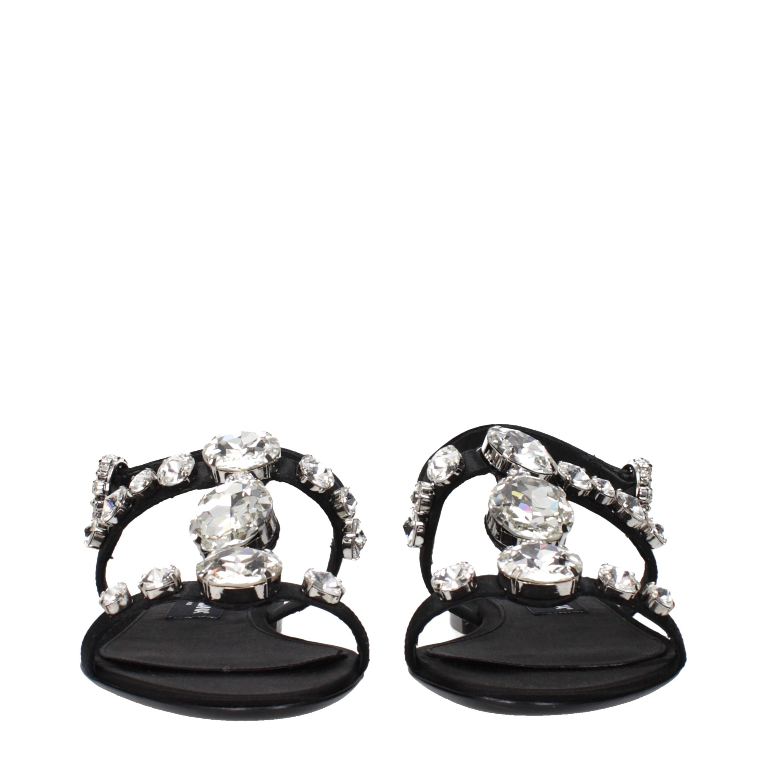 Dolce & Gabbana Schwarze Satin-Flachsandalen-3
