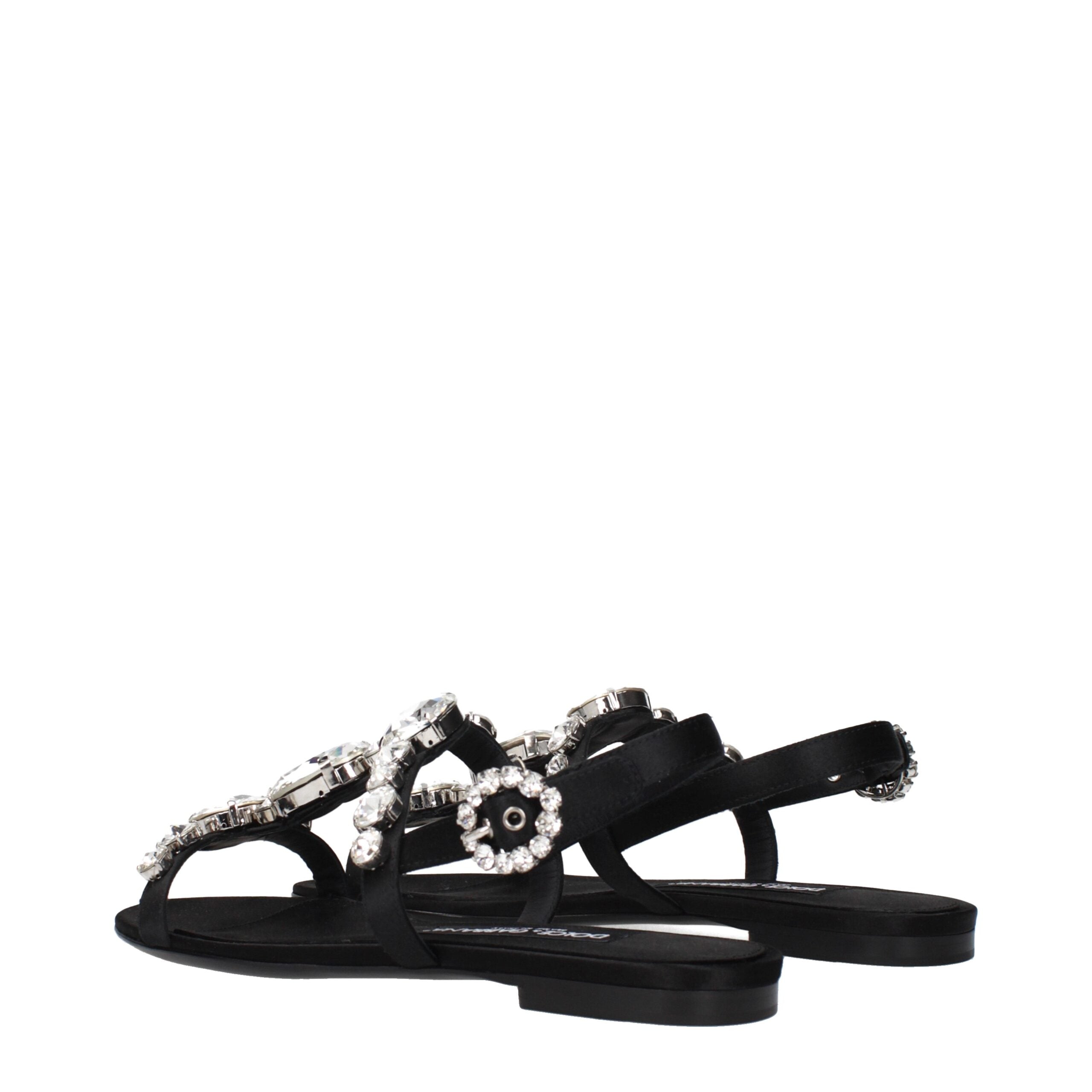 Dolce & Gabbana Schwarze Satin-Flachsandalen-4